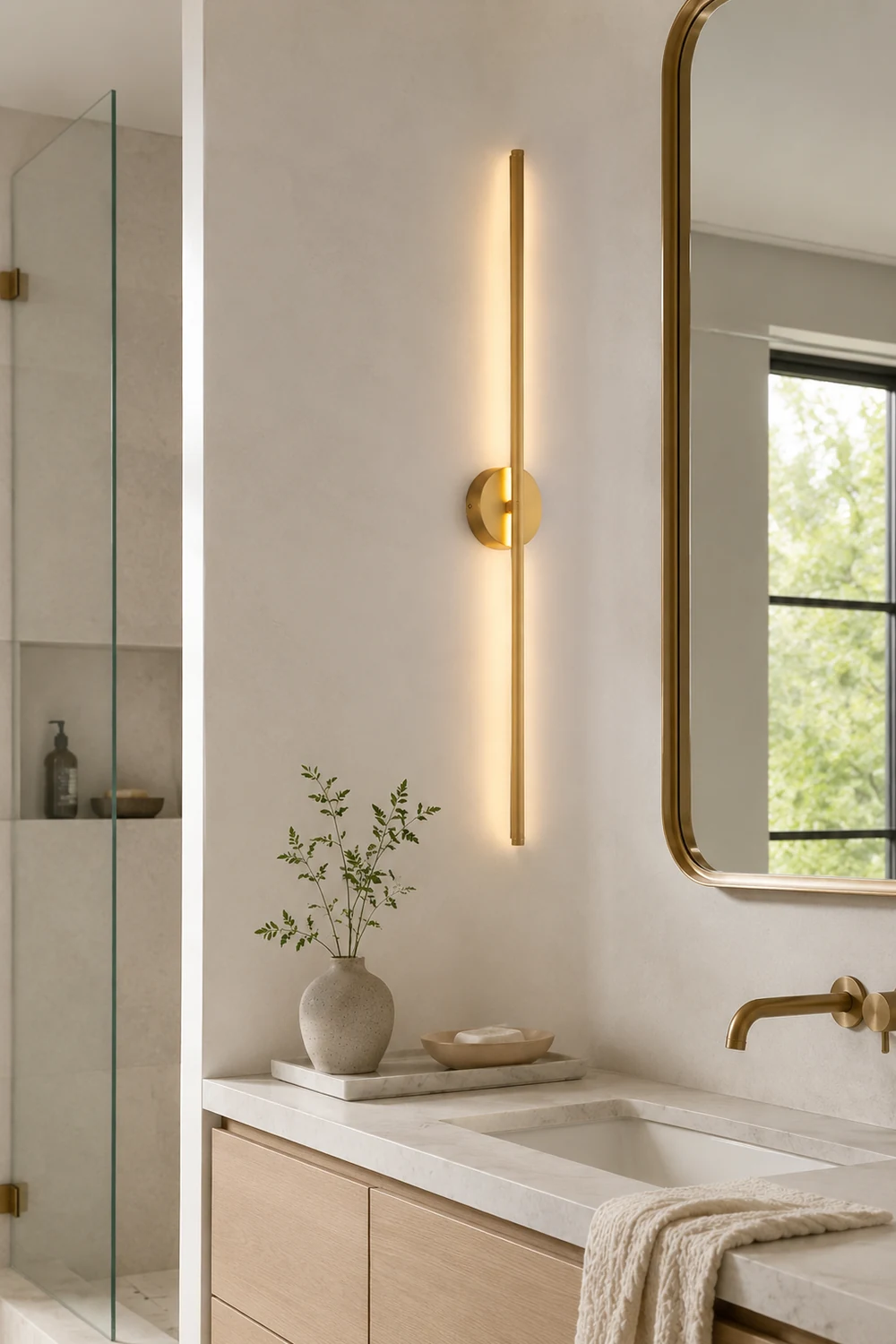 Edge Modern Linear Metal&Silica Gel Wall Mount Lamps, Gold - Lumpaz