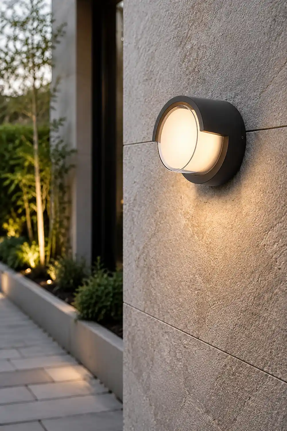 Orr Modern Round/Rectangular Metal/Acrylic Outdoor Wall Lamp, Black - Lumpaz
