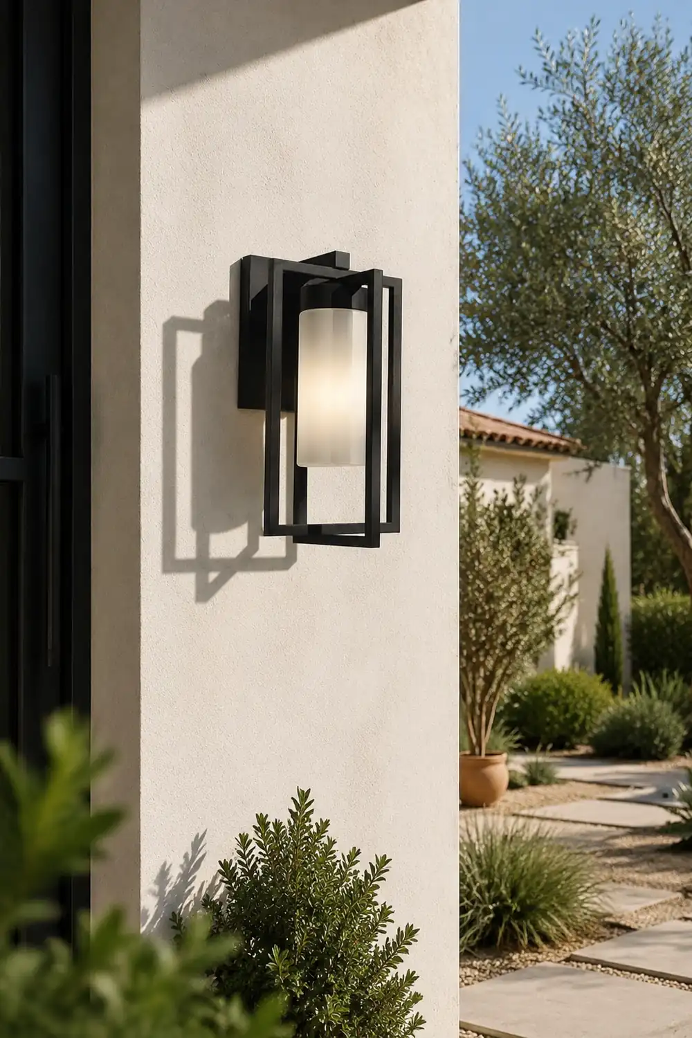 Orr Designer Rectangular Metal Outdoor Wall Lamp, Black - Lumpaz