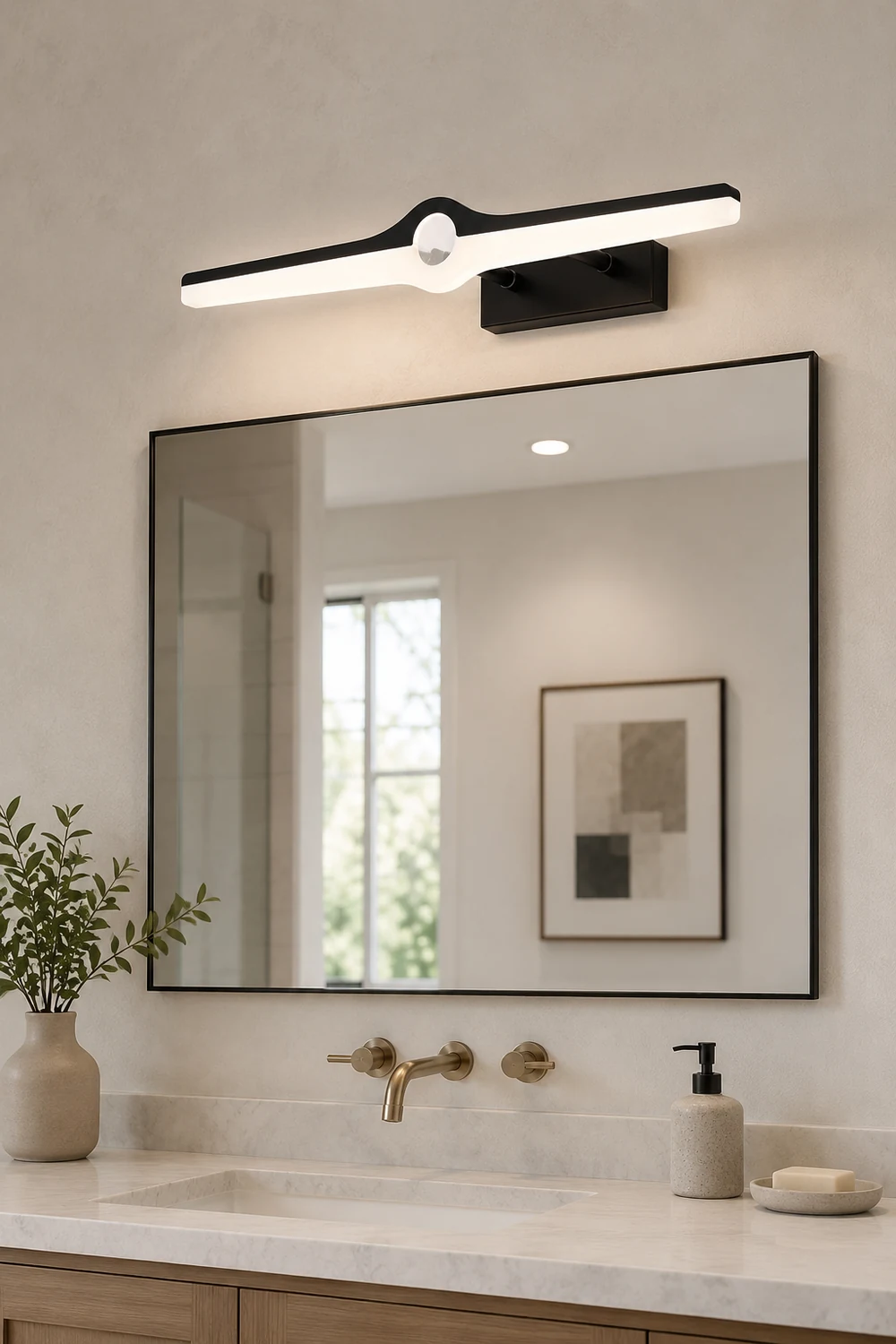 Leigh Decorative Modern Metal/Acrylic Wall Lamp, Black/White, Bathroom - Lumpaz