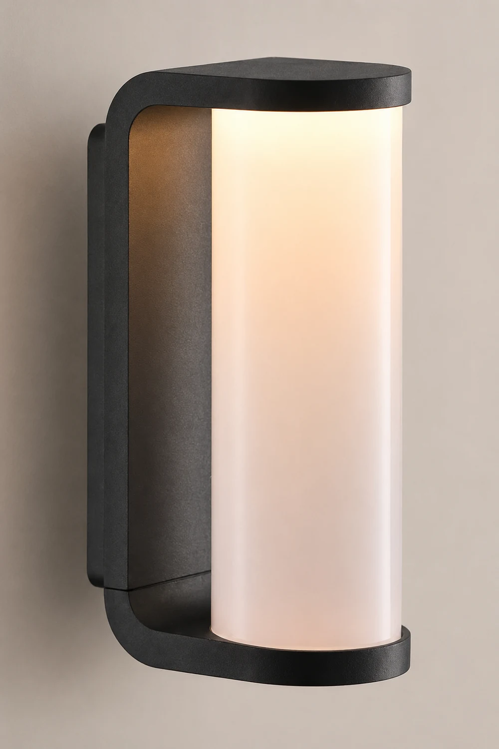 Orr Mondern Cylindrical Metal Outdoor Wall Lamp, Black - Lumpaz