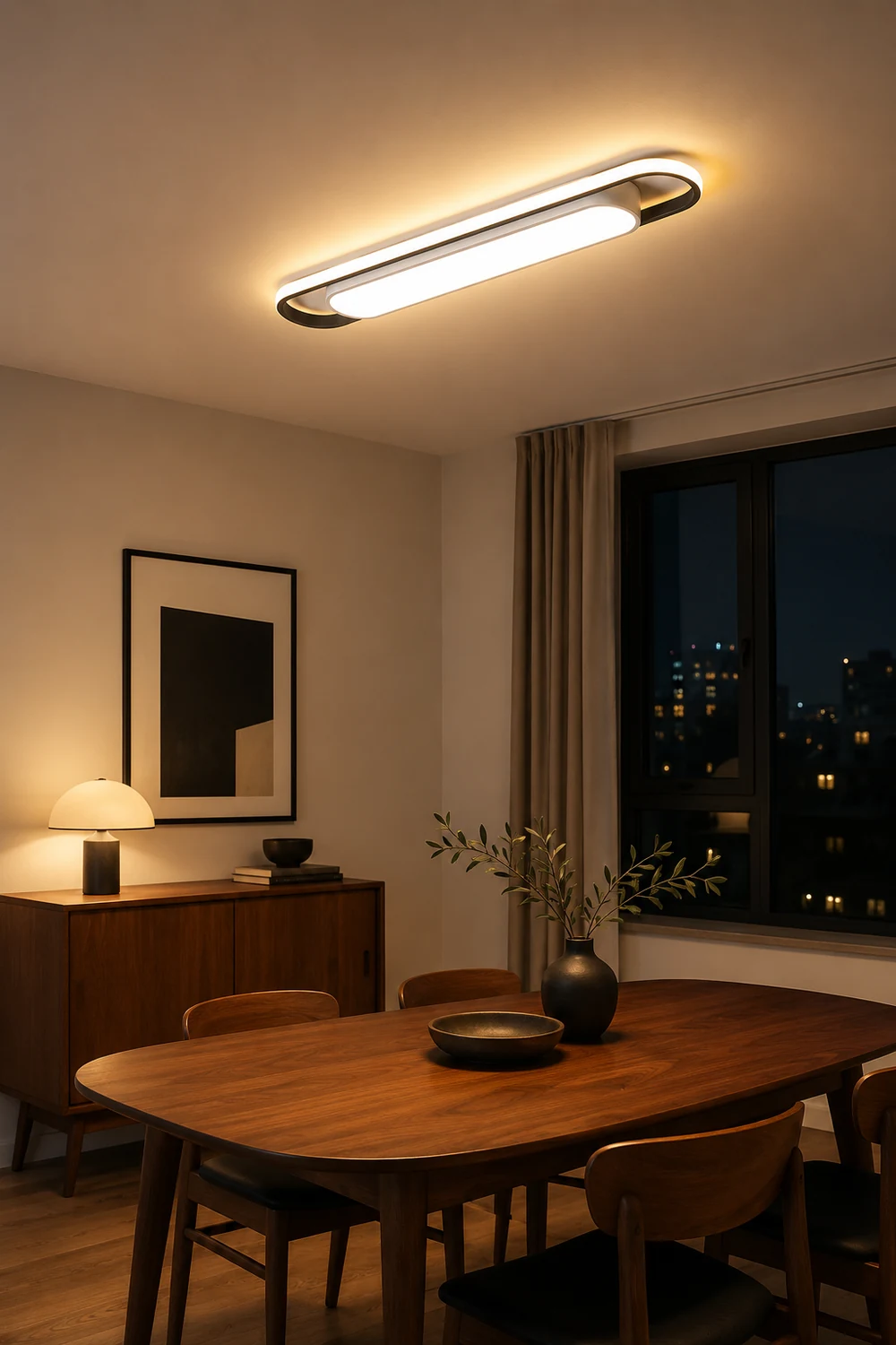 Quinn Minimalist Linear Flush Mount Ceiling Light, White - Lumpaz