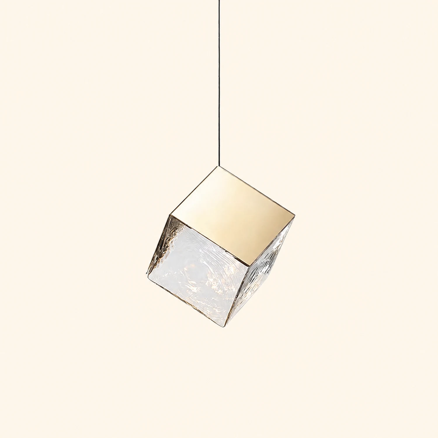 Kristy Modern Square Metal Pendant Light, Gold, Living Room - Lumpaz