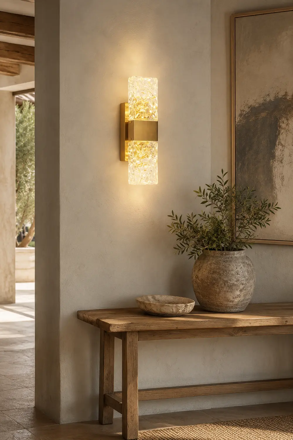 Kajetan Modern Rectangular Metal Wall Lamp, Gold - Lumpaz