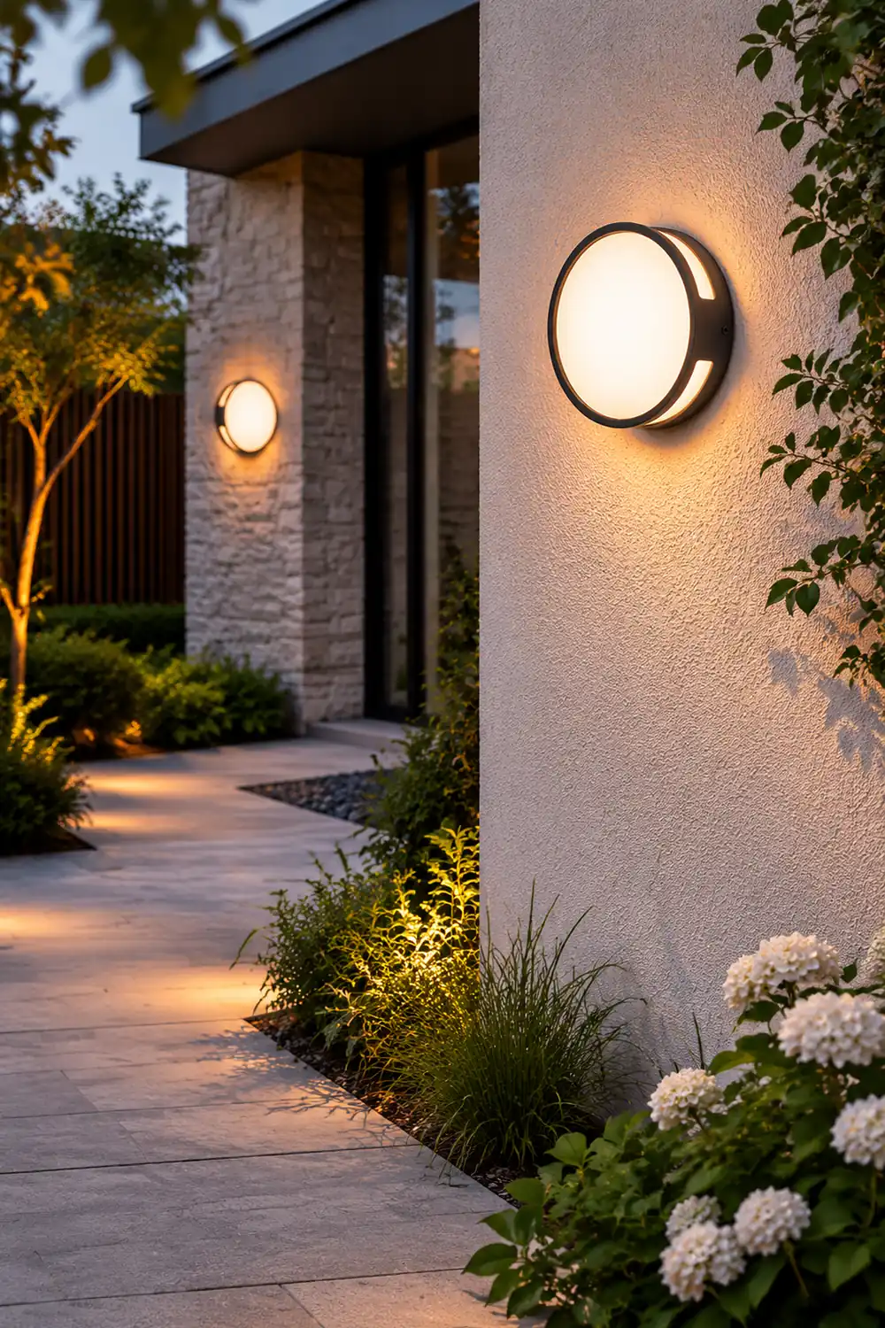 Orr Modern Round Metal/Acrylic Outdoor Waterproof Wall Lamp, Black - Lumpaz