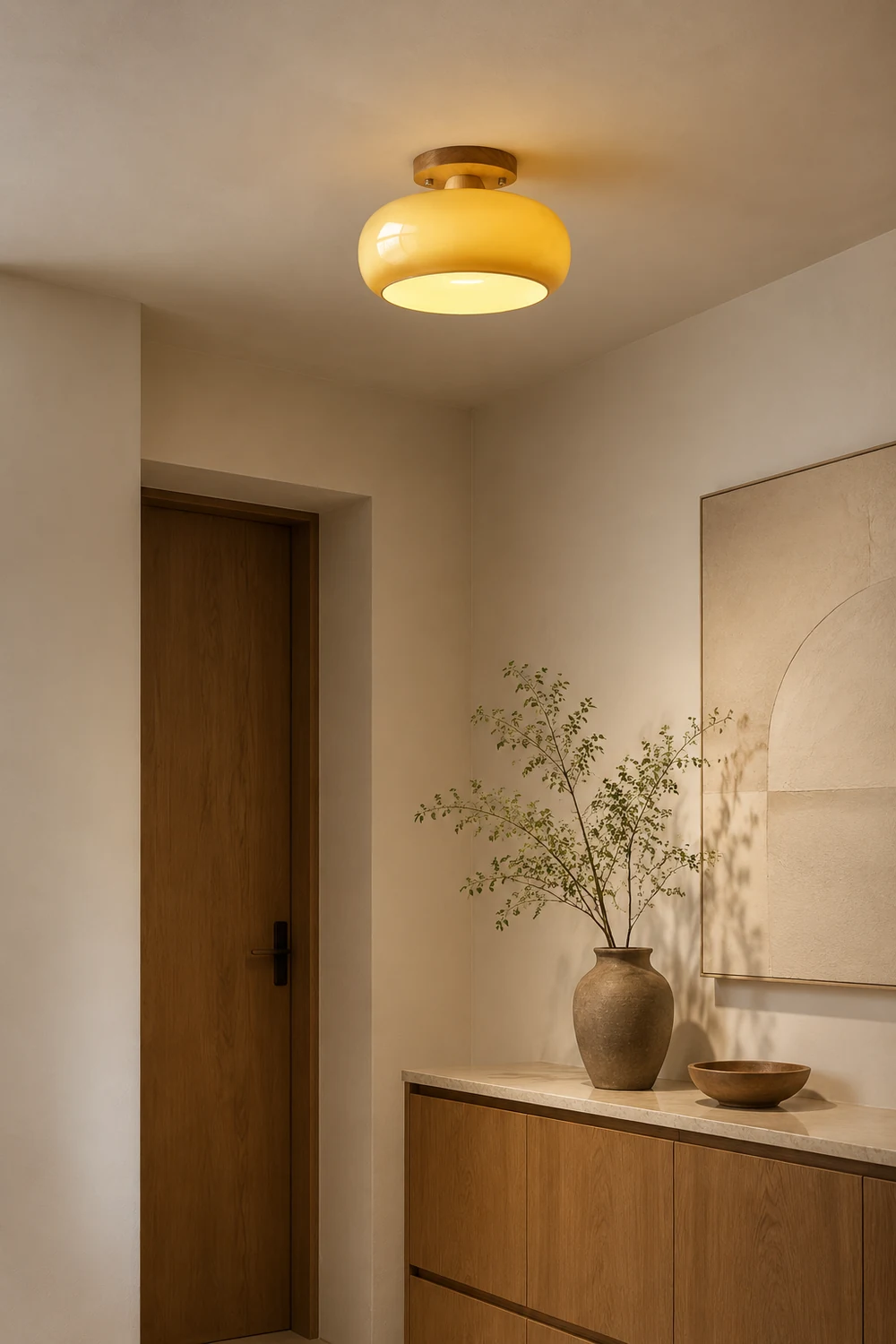 Hailie Modern LED Flush Mount Ceiling Light White Yellow Metal Living Room - Lumpaz