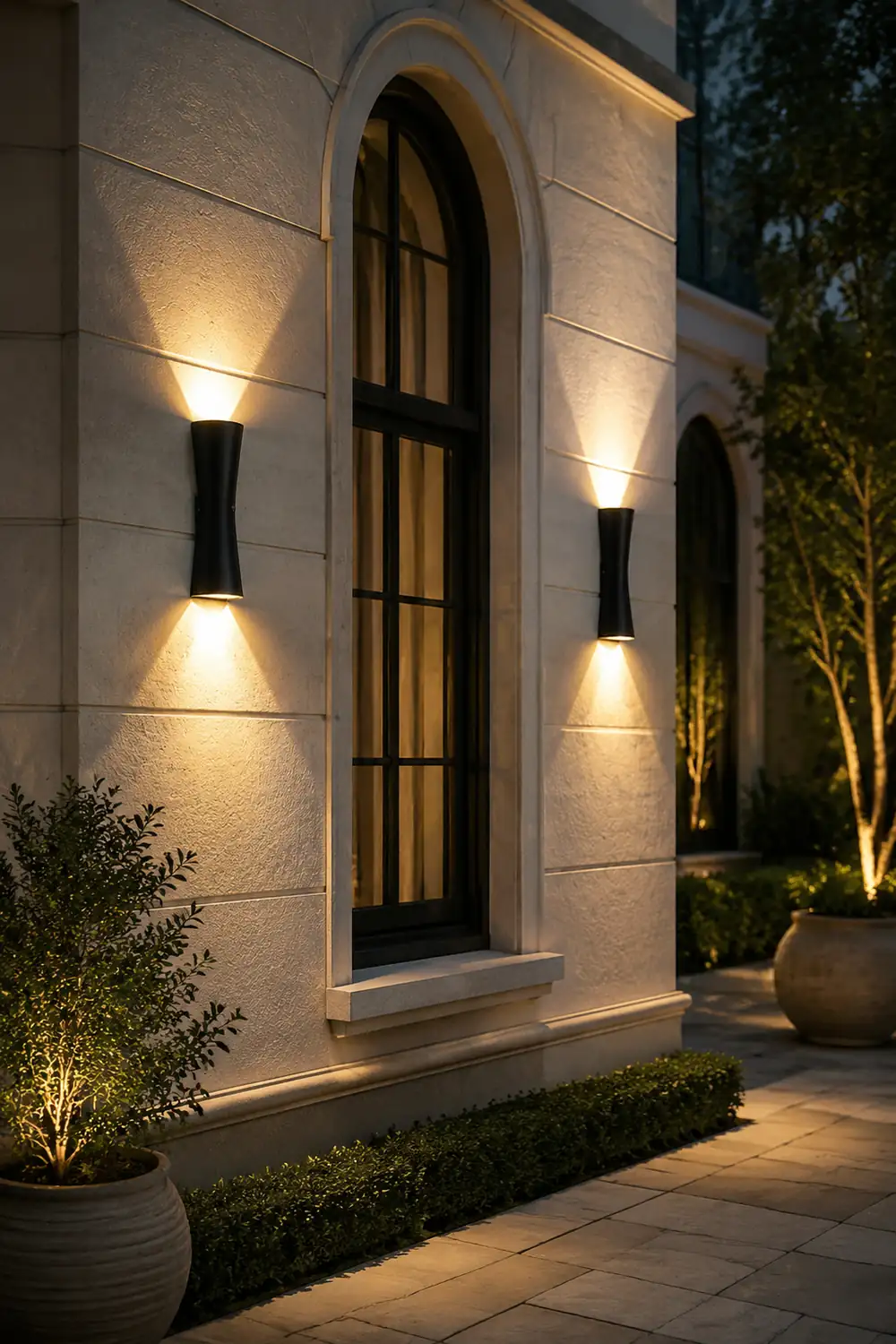 Orr Minimalist Torch Metal Outdoor Wall Lamp, Black/White - Lumpaz