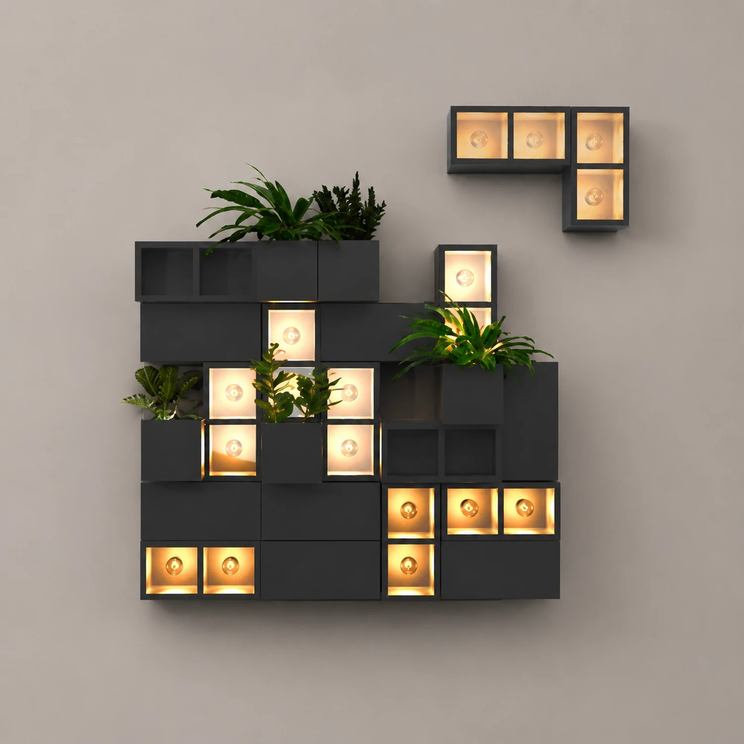 Orr Modern Cube Square Metal/Glass Outdoor Wall Lamp, Black - Lumpaz
