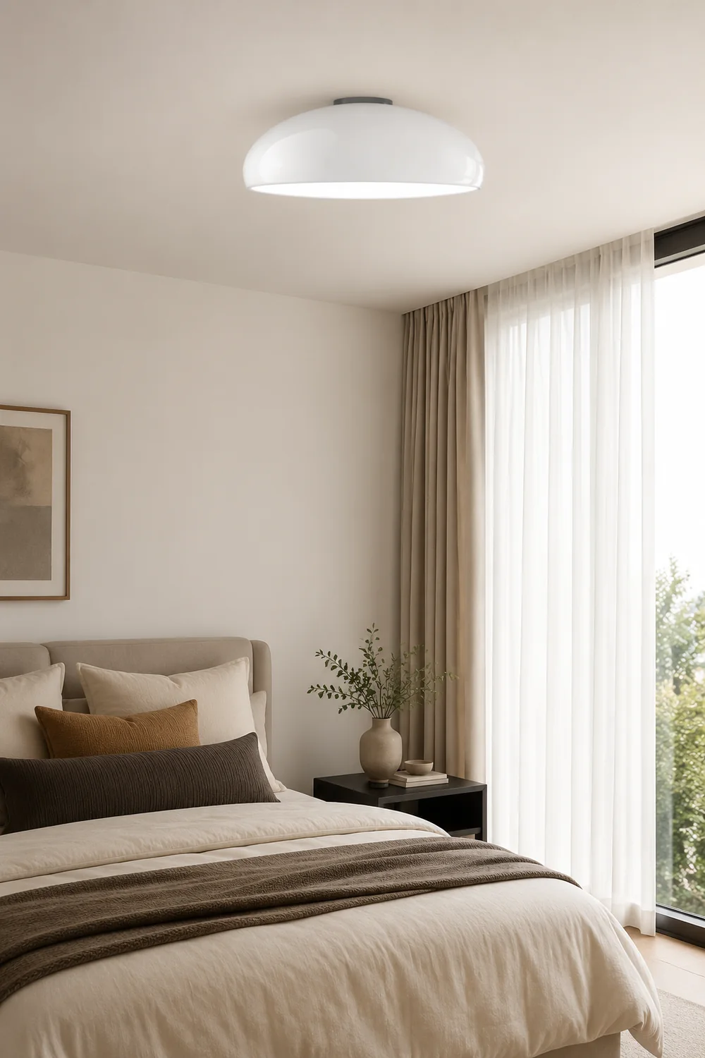 Morandi Vintage LED Ceiling Light White/Black/Red/Orange Metal Bedroom/Living Room - Lumpaz