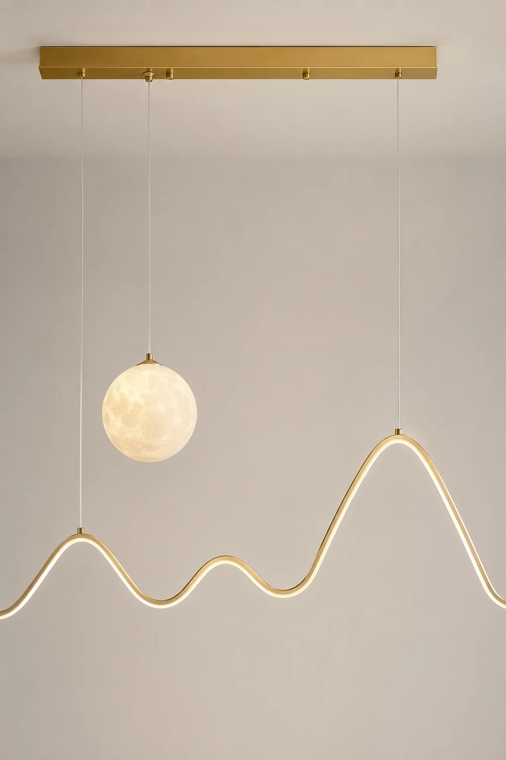 Minimalist Wavy Metal Pendant Light, Black/White/Gold - Lumpaz