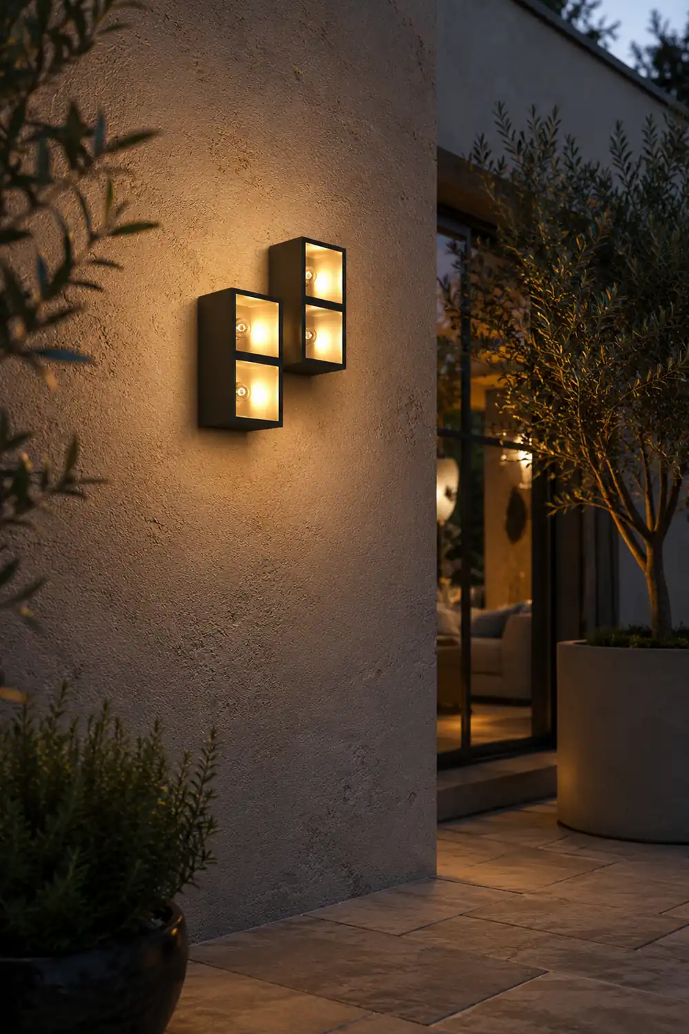 Orr Modern Cube Square Metal/Glass Outdoor Wall Lamp, Black - Lumpaz