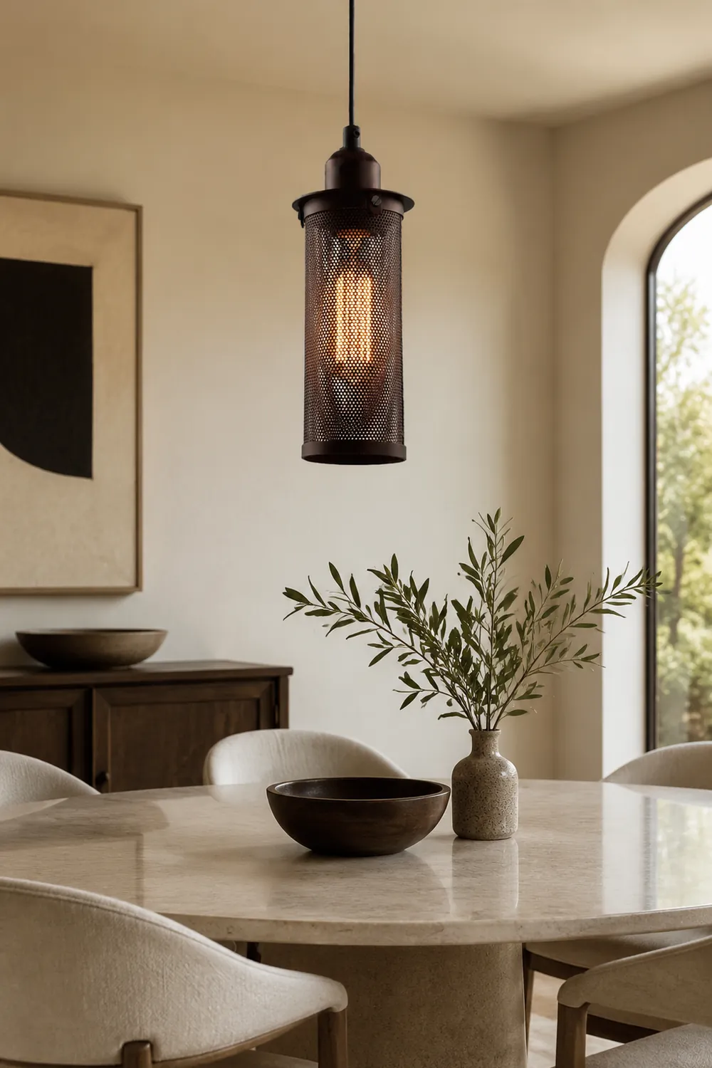 Sanna Industrial Metal Pendant Light, Black/Rust - Lumpaz