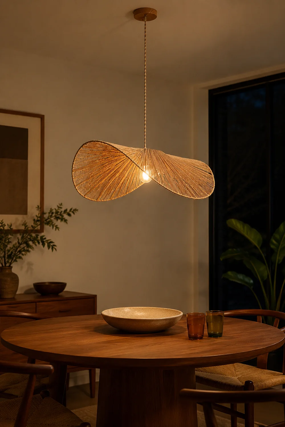 Muto Rustic Twine Pendant Light, Beige/Brown - Lumpaz