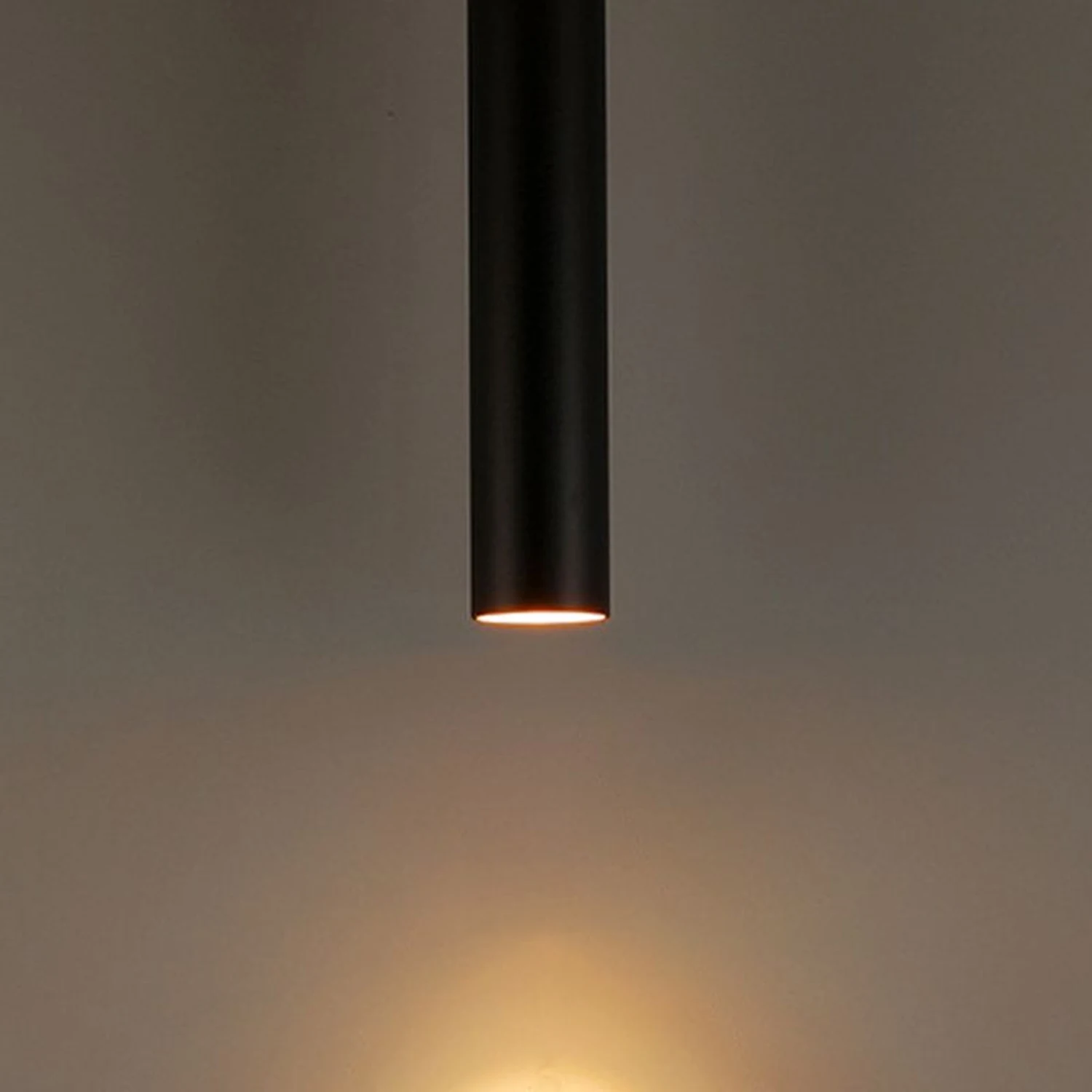 Edge Modern Cylinder Shape Pendant Light Black Metal Living Room - Lumpaz