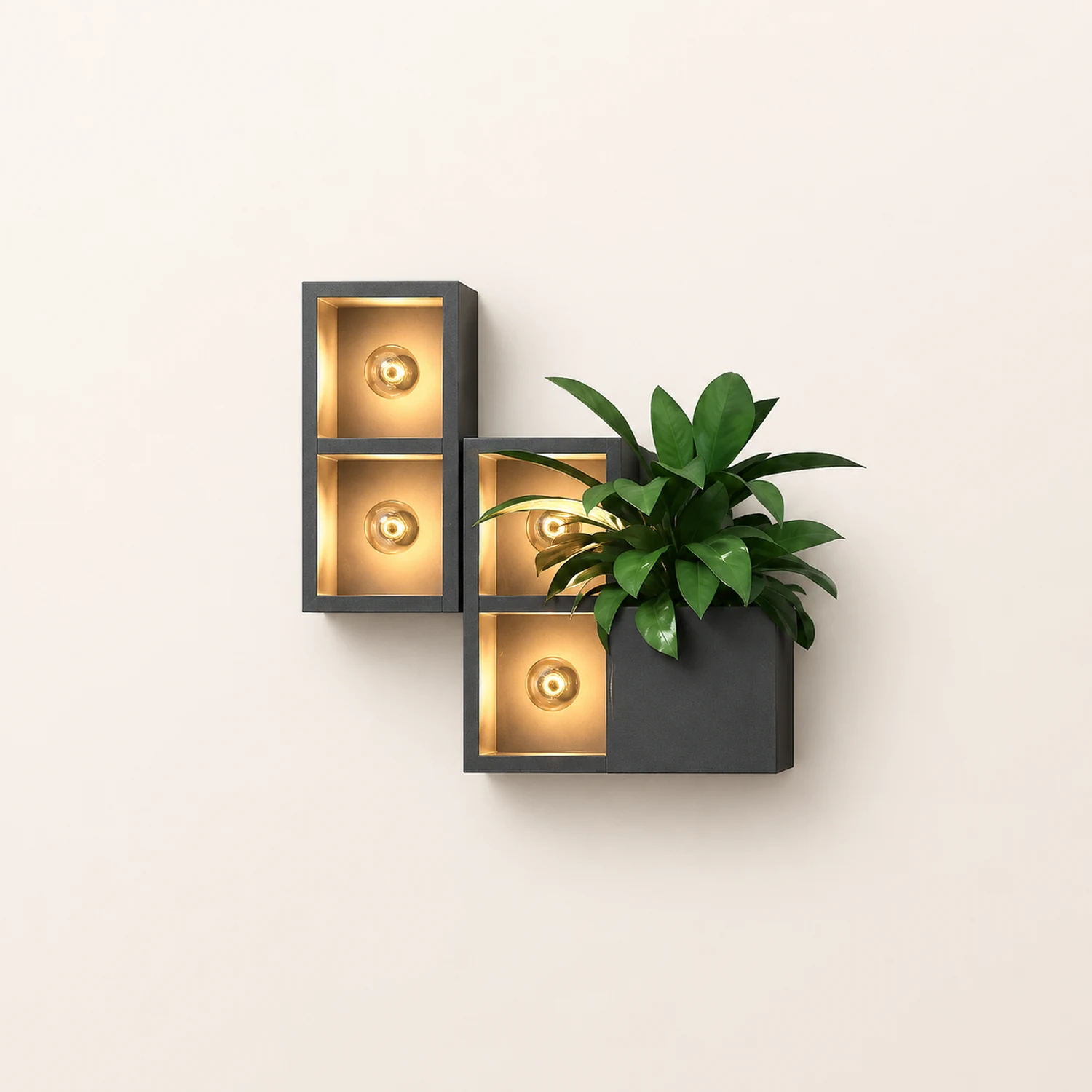 Orr Modern Cube Square Metal/Glass Outdoor Wall Lamp, Black - Lumpaz
