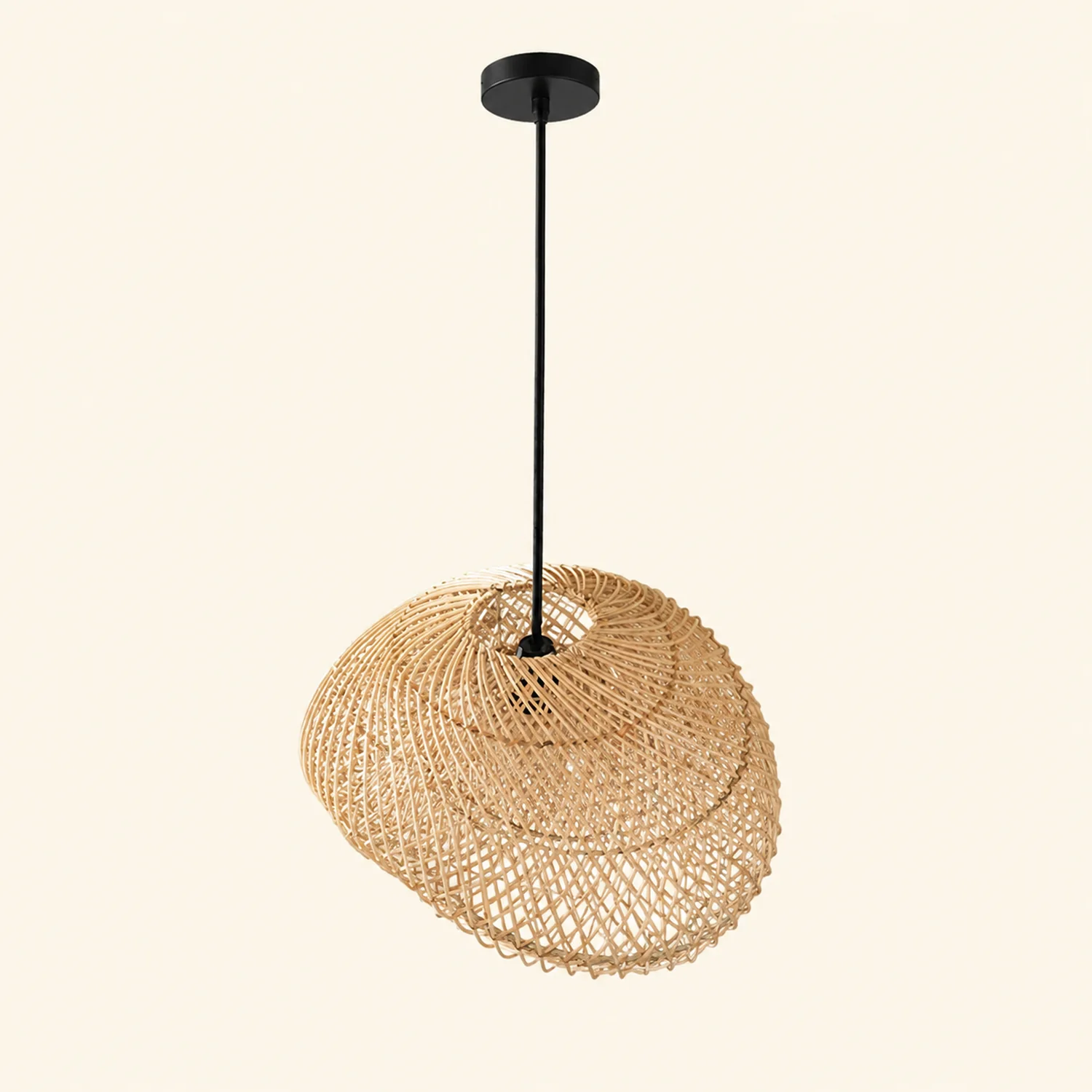 Muto Rustic Boho Rattan Pendant Light, Living Room - Lumpaz