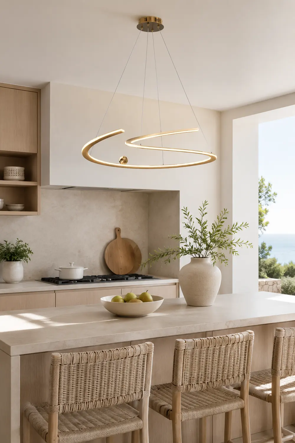 Minimalist Linear Metal Pendant Light,Gold - Lumpaz