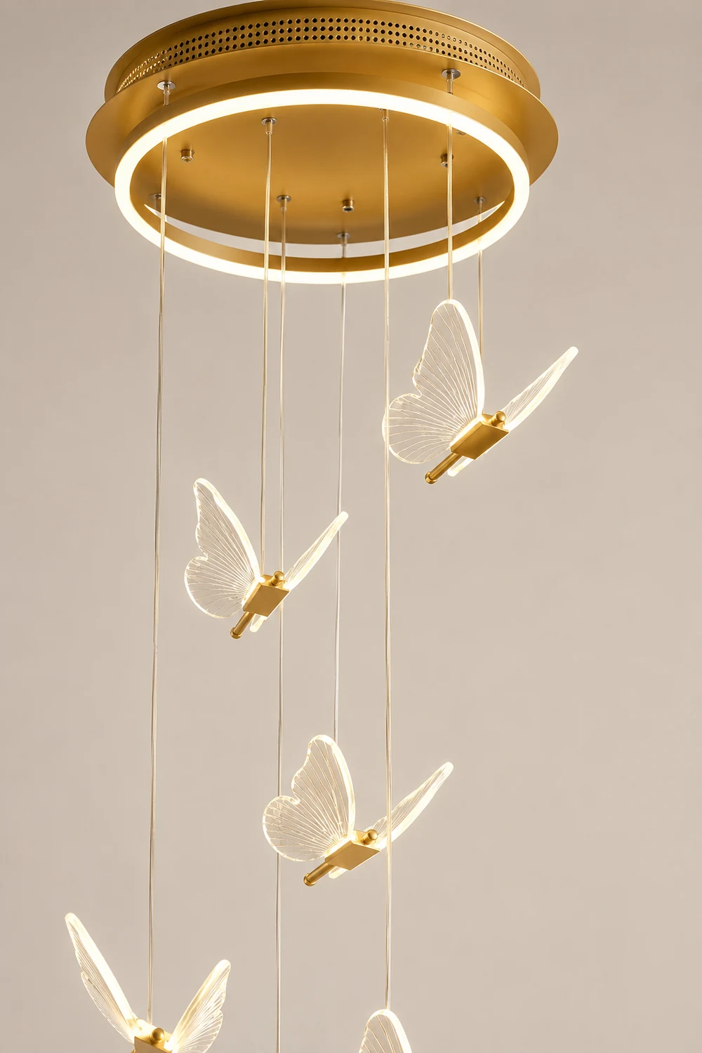 Ophelia Pendant Light Butterfly Modern Luxury, Metal/Acrylic, Gold, Corridor - Lumpaz