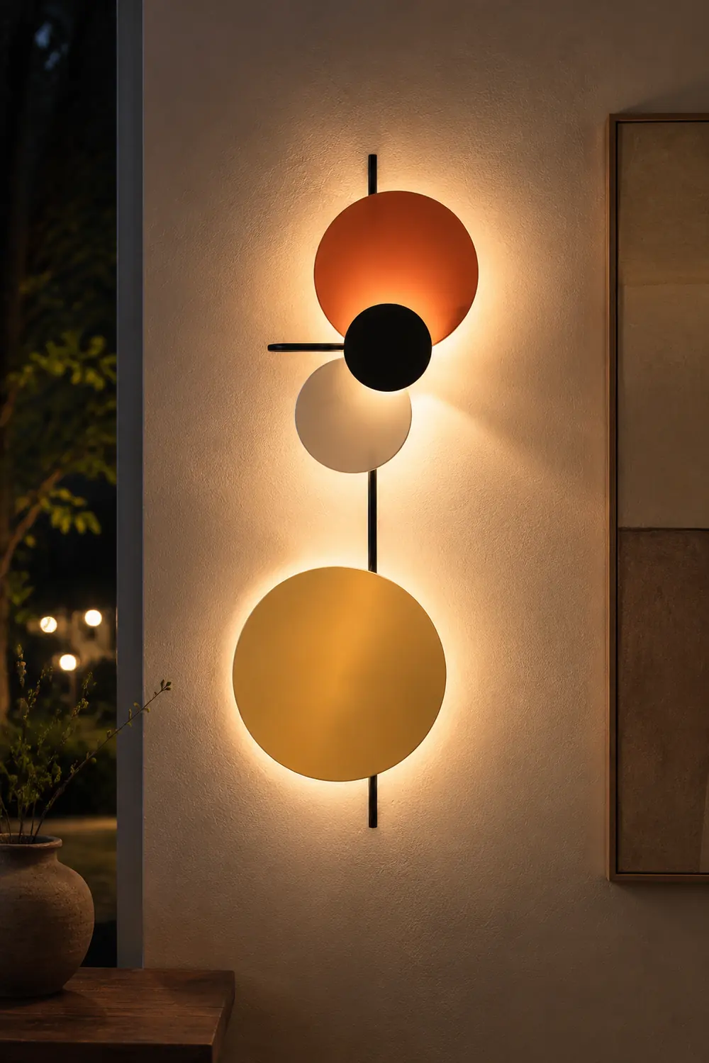 Emyr Modern Circular Metal Wall Lamp, Living Room - Lumpaz
