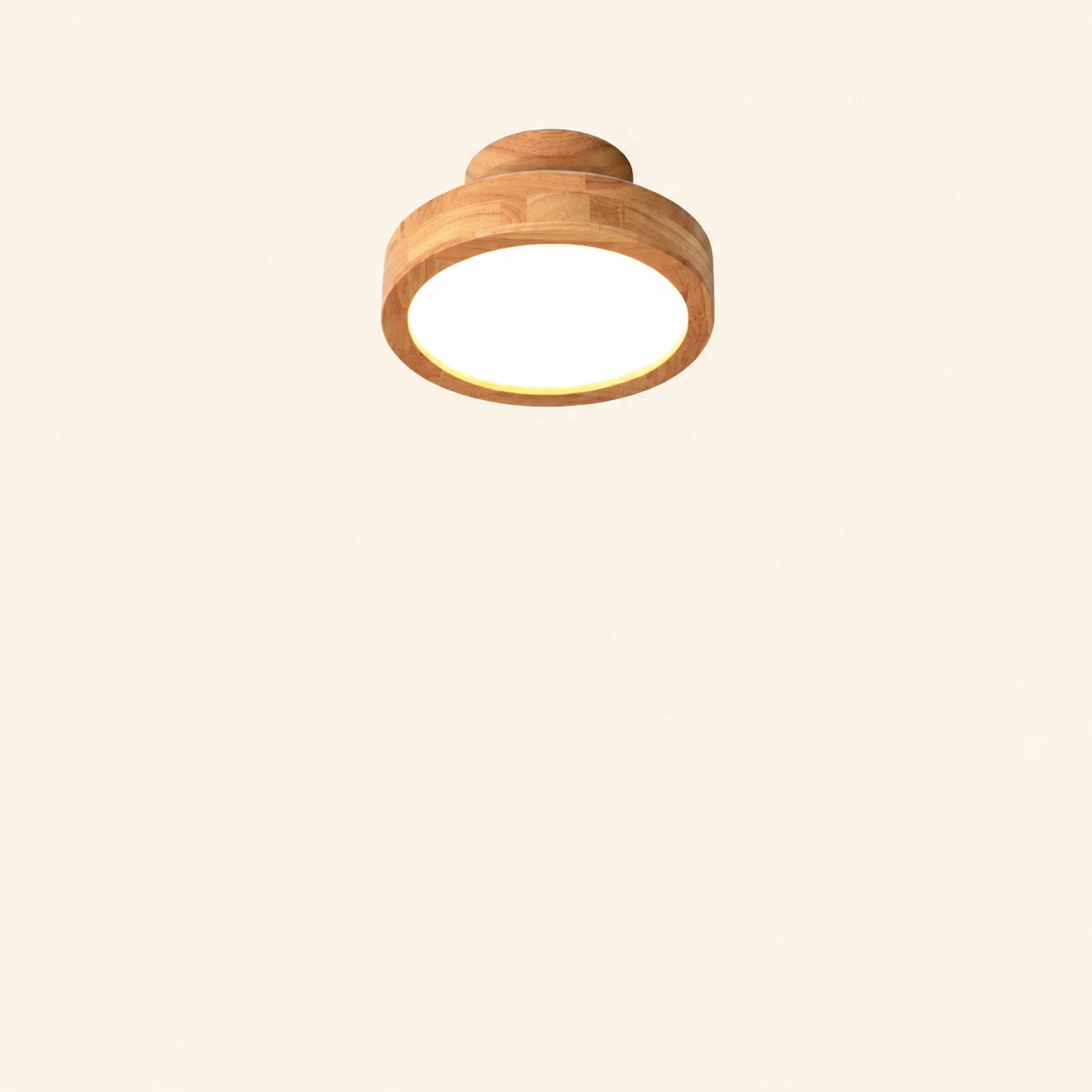 Quinn Round LED Flush Mount Ceiling Light Modern Wood/Acrylic - Lumpaz