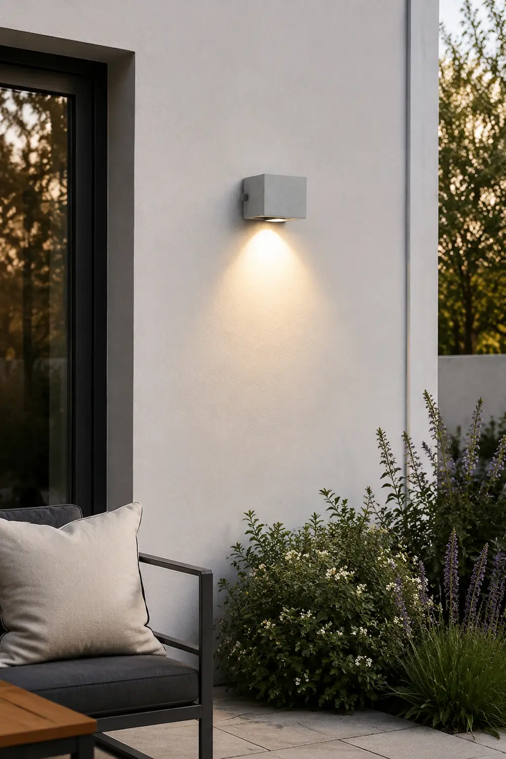 Orr Minimalist Cement Square Outdoor Wall Lamp, White - Lumpaz