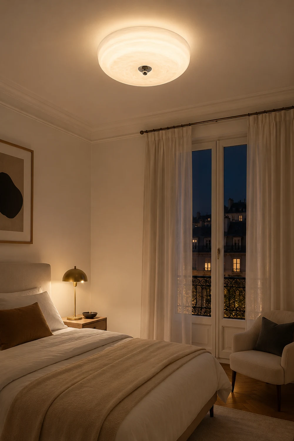 Hailie Design Circle LED Ceiling Light Metal/Glass White Bedroom/Living Room - Lumpaz