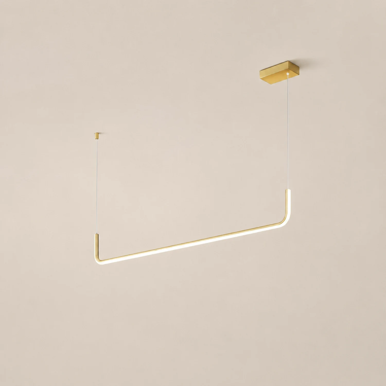 Edge Modern Linear Pendant Light Double Frame, Black/Gold - Lumpaz
