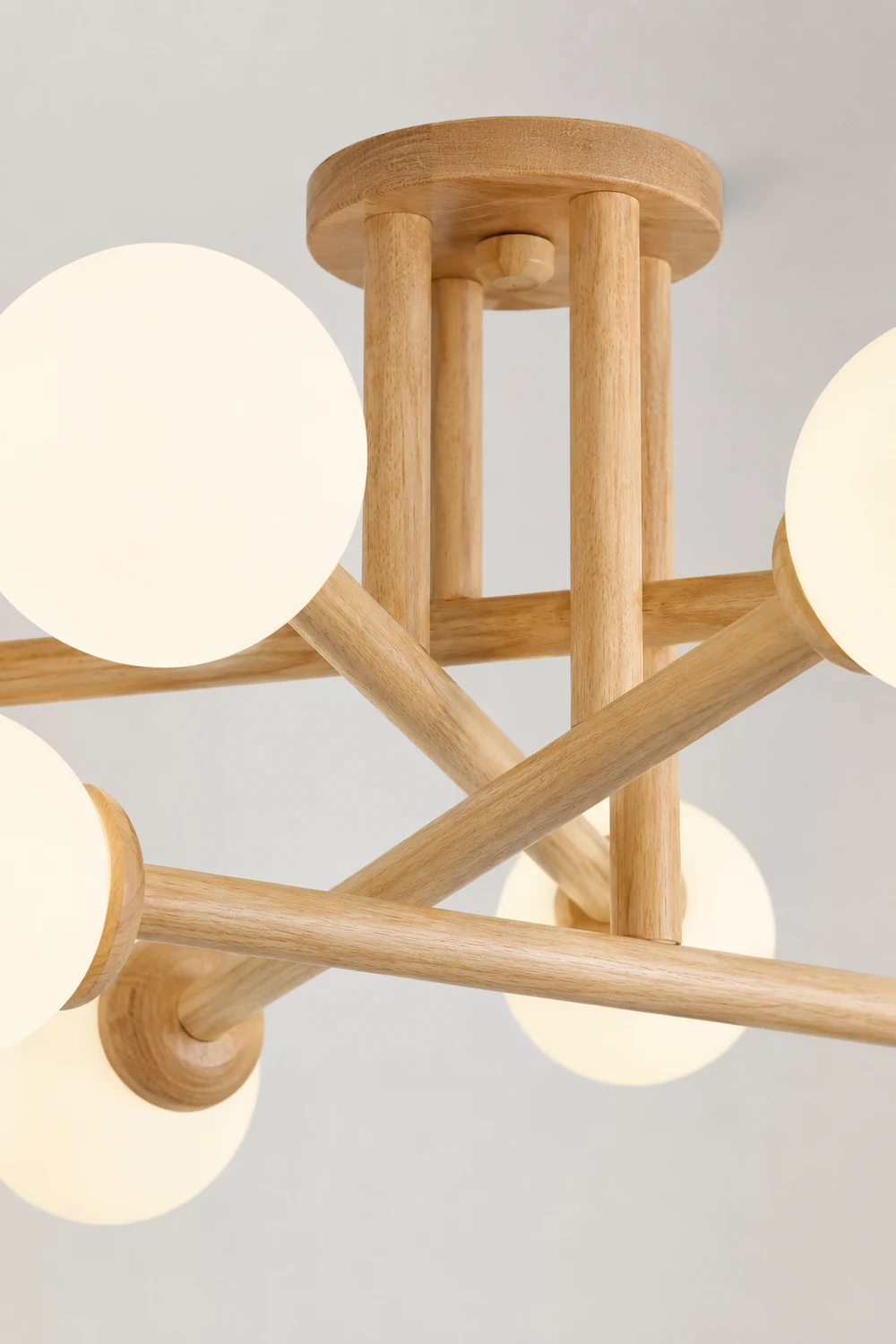 Ozawa Modern Globe Wood/Glass Flush Mount Ceiling Light - Lumpaz
