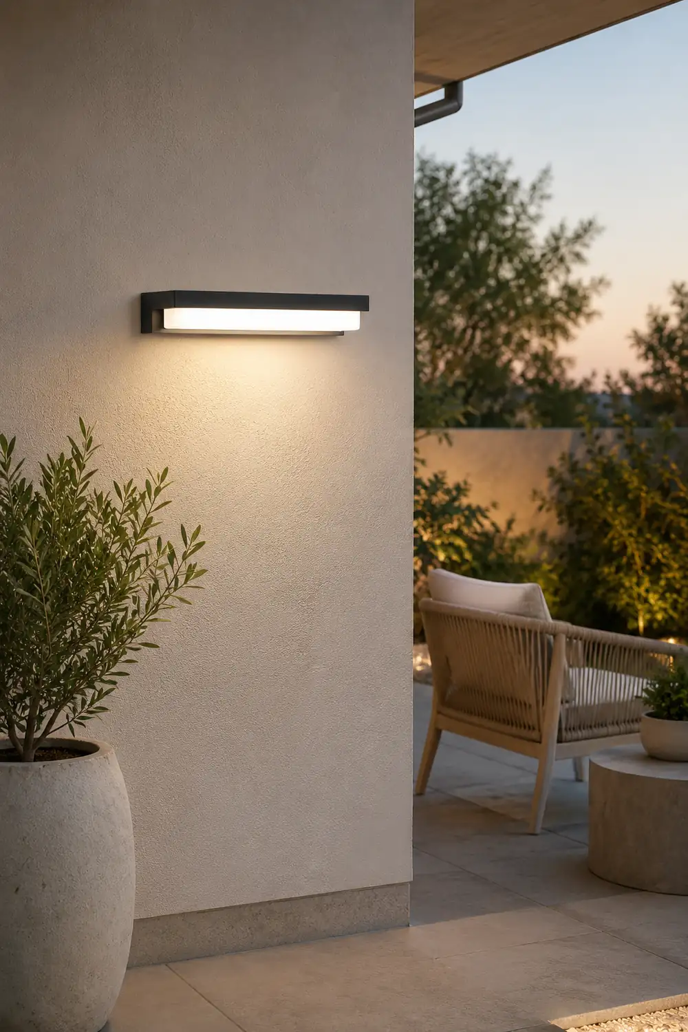 Orr Minimalist Solar Linear Acrylic Outdoor Wall Lamp, Black - Lumpaz