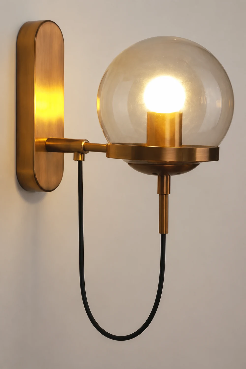 Alessio Rustic Retro Glass Globe Wall Lamp, Black/Bronze - Lumpaz