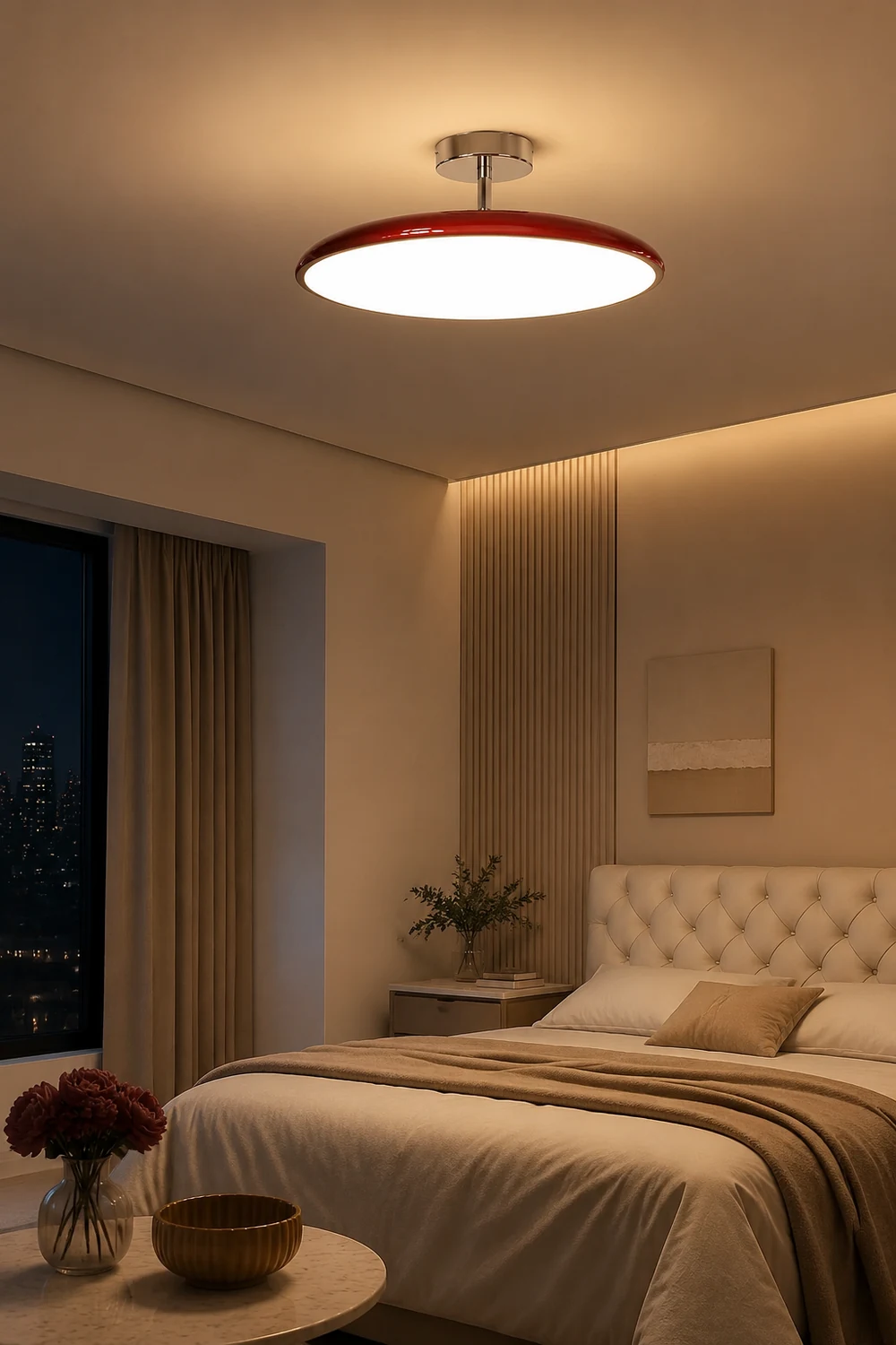 Valentina Vintage Flush Mount Ceiling Light Metal Red/White/Green LED Bedroom - Lumpaz