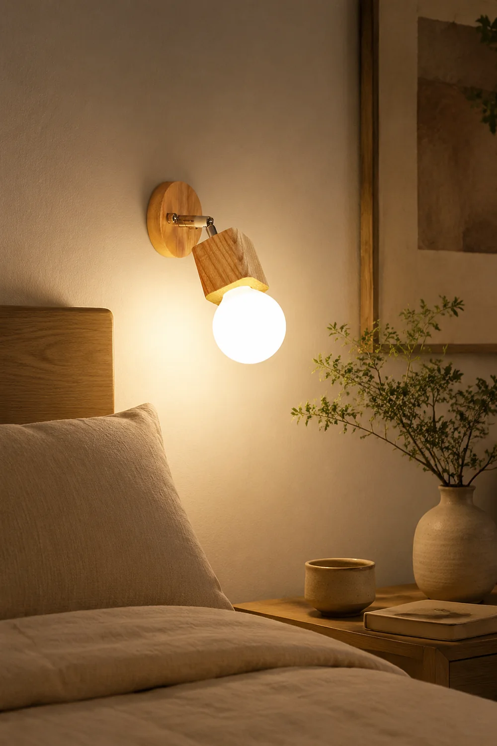Ozawa Modern Square Globe Metal/Wood Wall Lamp, Vanity Light - Lumpaz