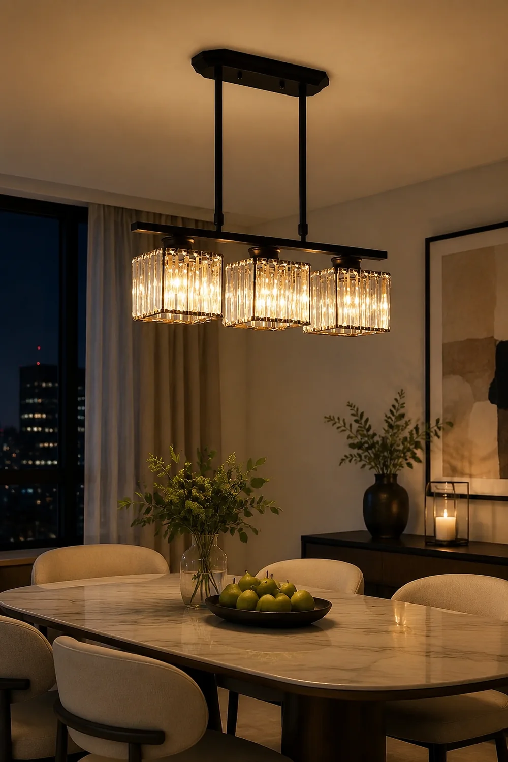 Kristy Crystal Square Pendant Light, Black & Gold, 3/4 Heads - Lumpaz