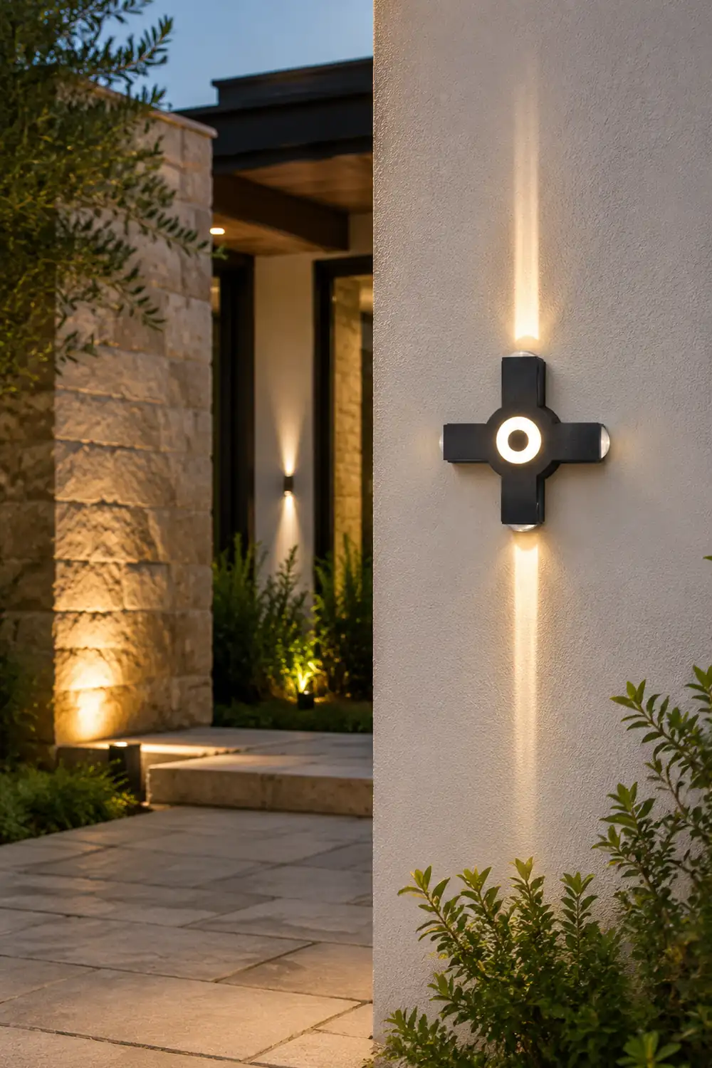 Orr Modern Waterproof Minimalist Cross Outdoor Wall Light Garden/Corridor - Lumpaz
