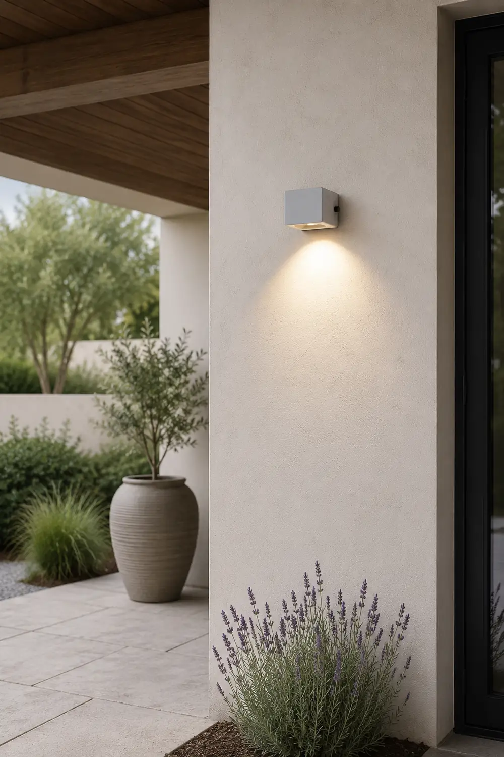 Orr Minimalist Cement Square Outdoor Wall Lamp, White - Lumpaz