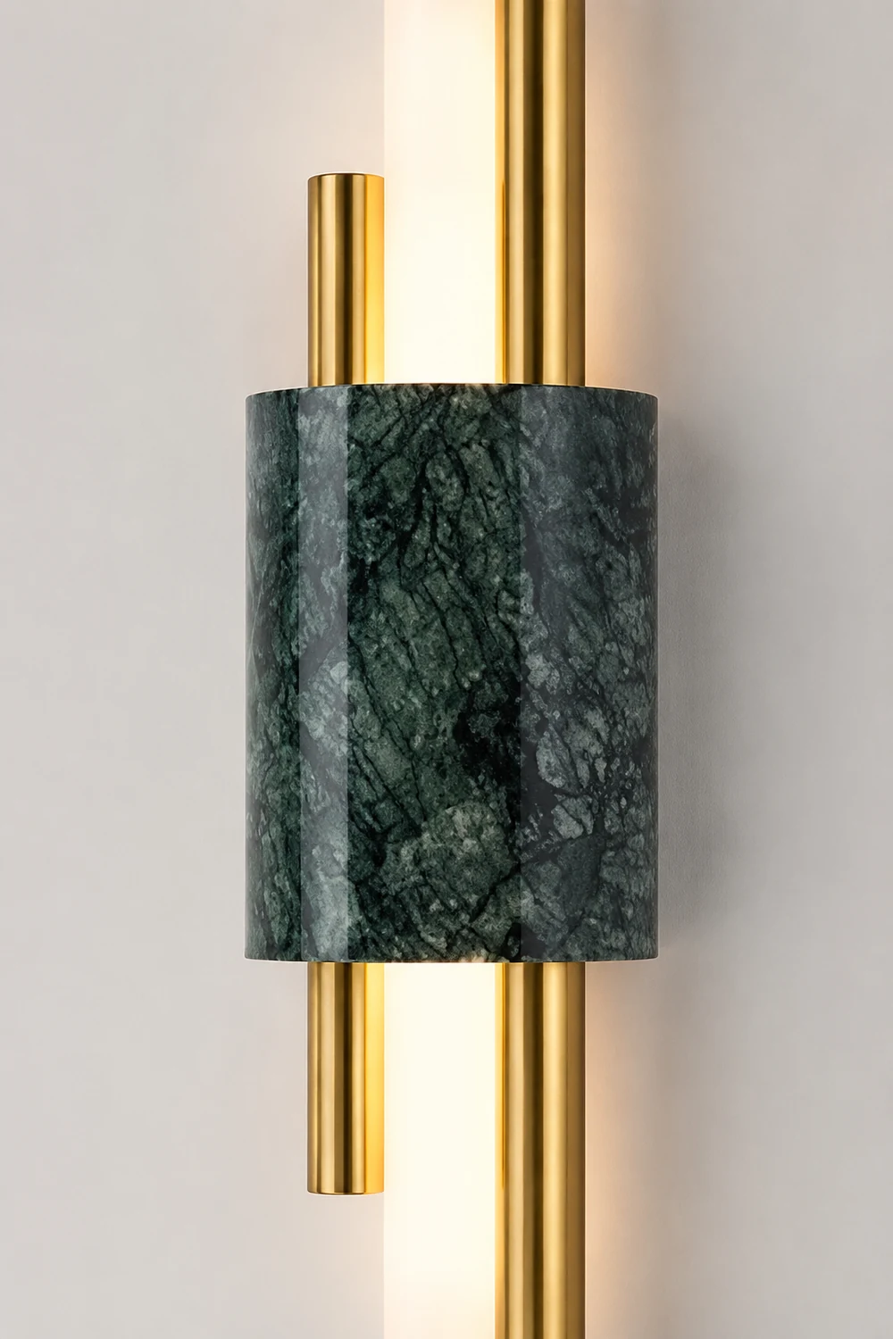 Alana Modern Metal/Marble LED Wall Lamp, Black/Gold/Green - Lumpaz