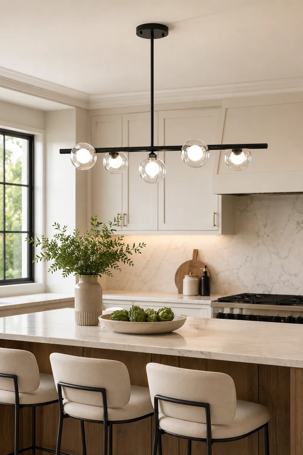 Valentina Nordic Linear Pendant Light Black Gold Kitchen Islands - Lumpaz