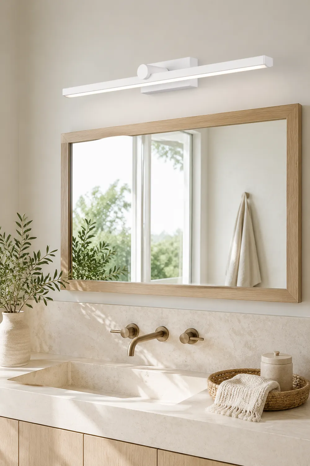 Leigh Nordic LinearMetal Mirror Front Vanity Wall Lamp, White - Lumpaz