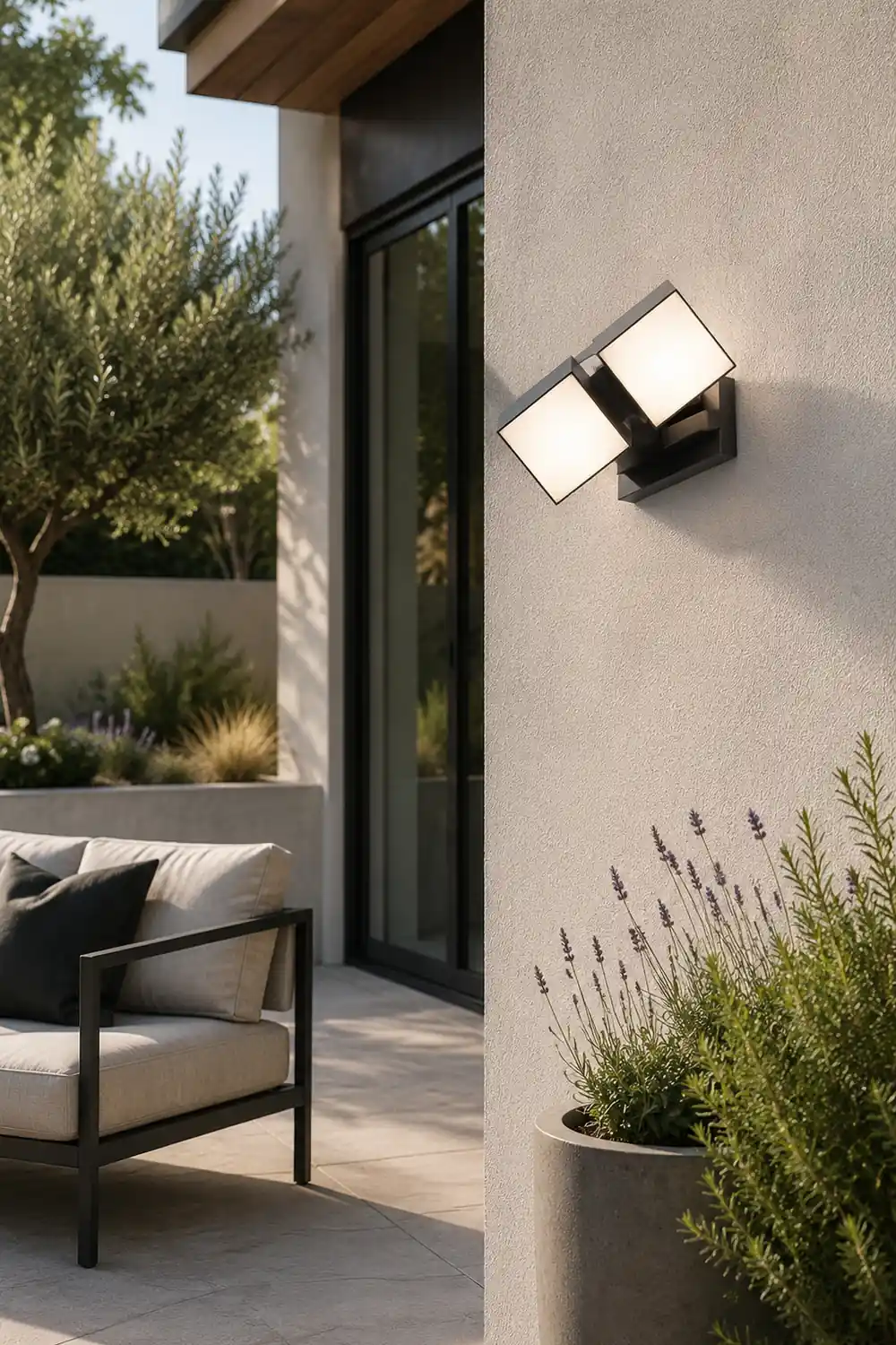 Orr Modern Geometry Rotatable Metal/Acrylic Outdoor Waterproof Wall Lamp, Black - Lumpaz