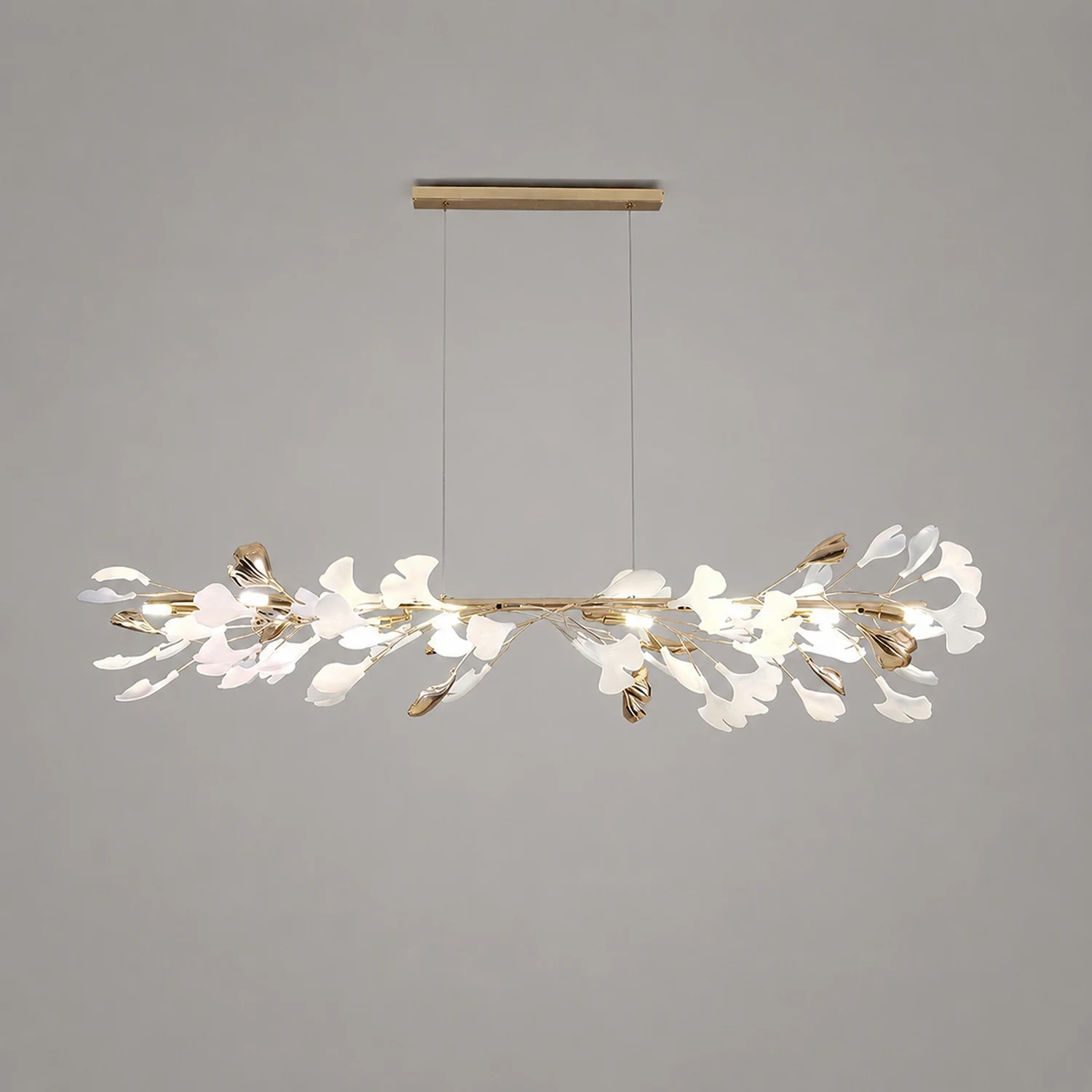 Ophelia CeraAut Modern Art Deco Metal & Ceramic Chandelier, Gold - Lumpaz
