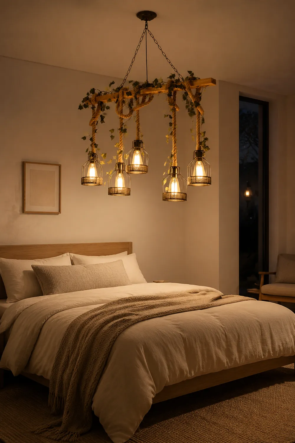 Alessio Caged Vintage Farmhouse Wood Beam Pendant Light 3/5 Heads - Lumpaz