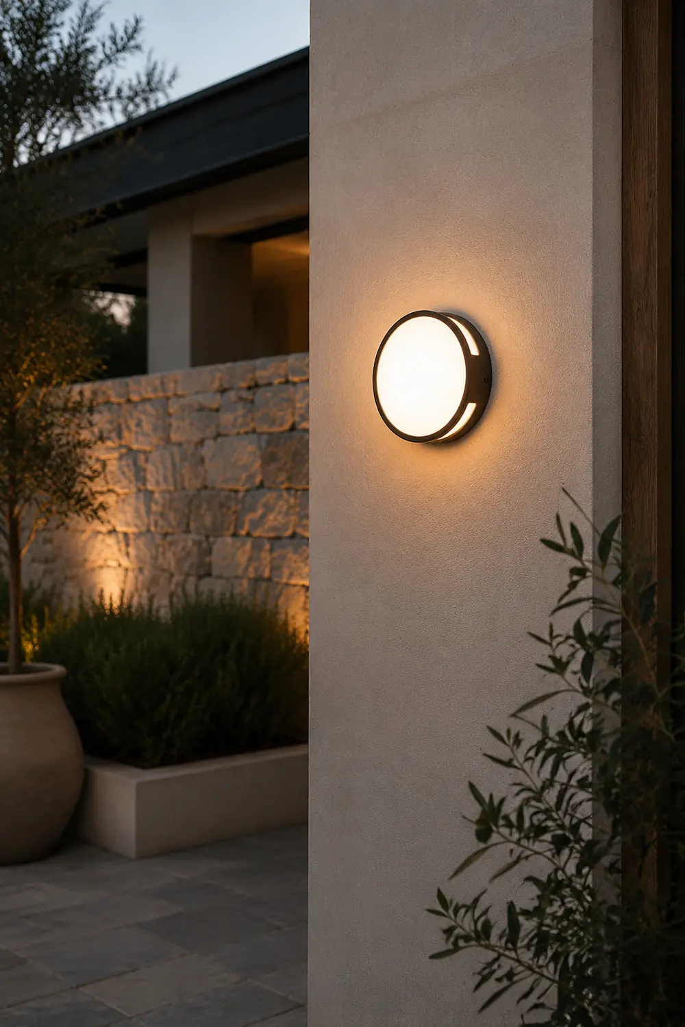 Orr Modern Round Metal/Acrylic Outdoor Waterproof Wall Lamp, Black - Lumpaz