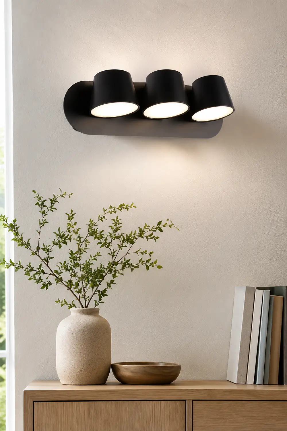 Cooley Modern Cylindrical Metal Mirror Front Wall Lamp, Black - Lumpaz