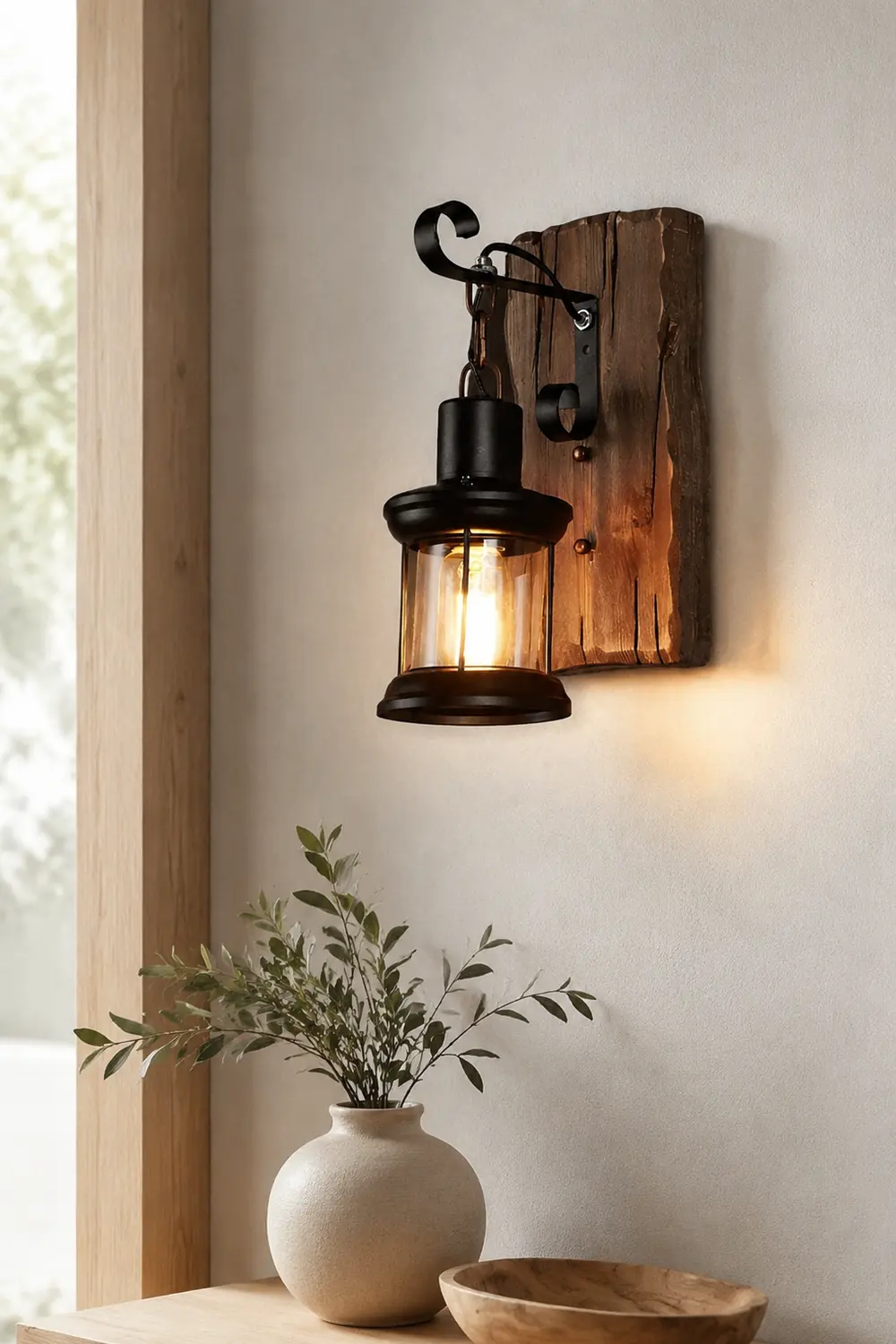 Alessio Vintage Lantern Metal Wall Lamp, Black/Bronze - Lumpaz