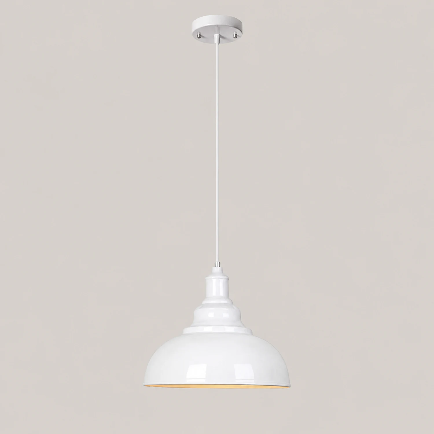 Cooley Pendant Light Dome Industrial, Metal, Black/White/Copper/Gray, Cafe - Lumpaz