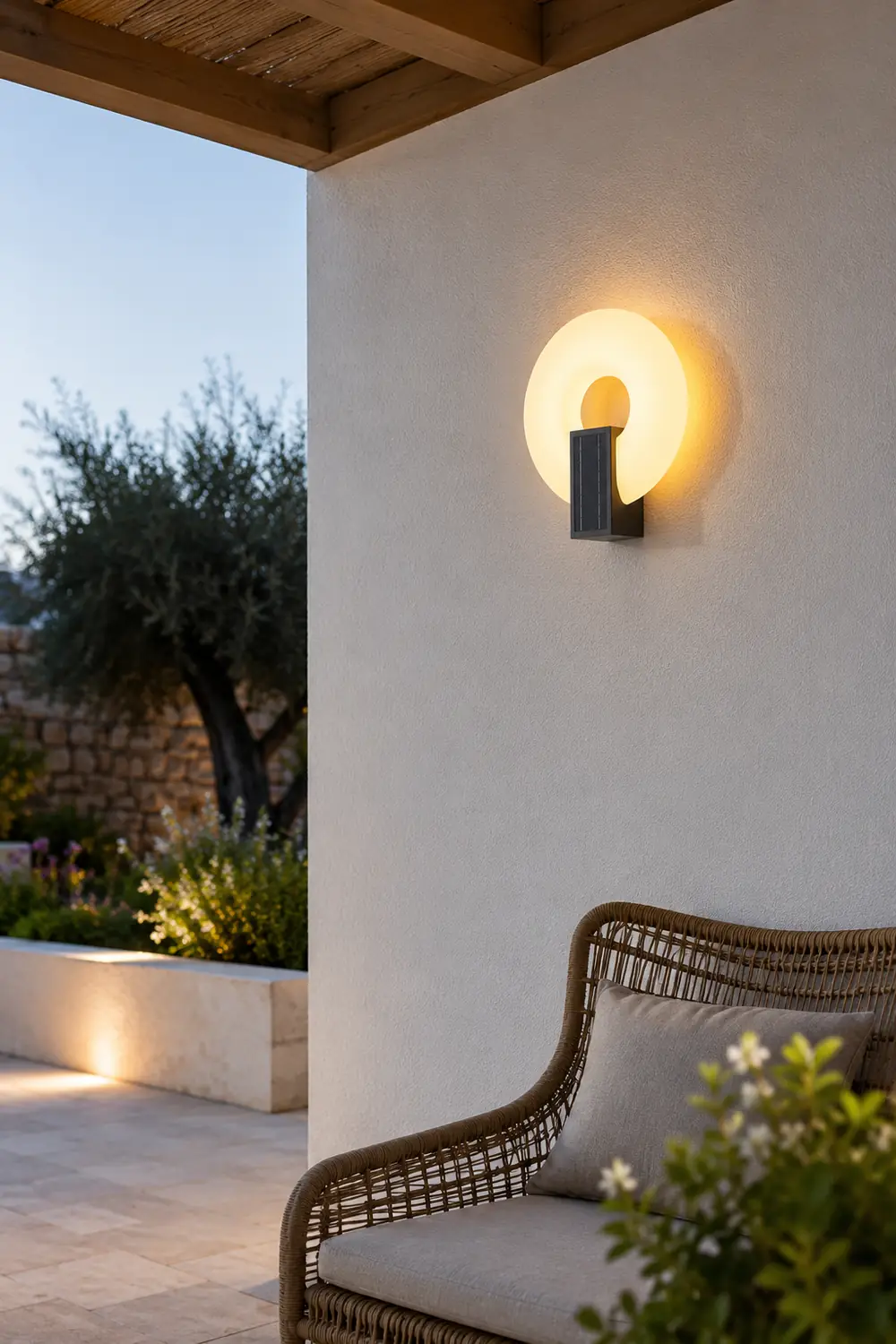 Isaac Modern Metal/Acrylic Solar Waterproof Outdoor Wall Lamp, Black/White - Lumpaz