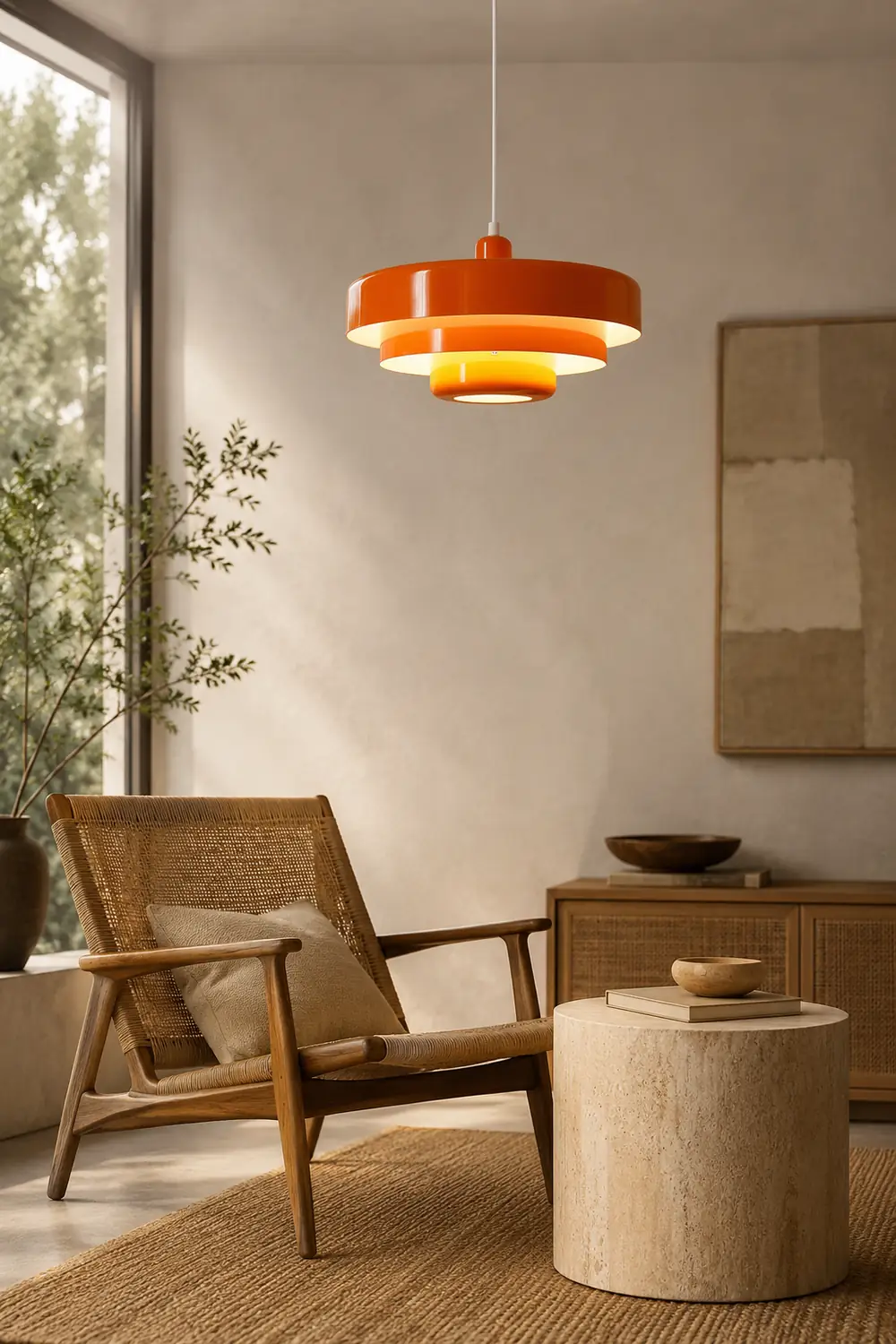 Morandi Modern LED Pendant Light OrangeMetal Living Room/Kitchen - Lumpaz