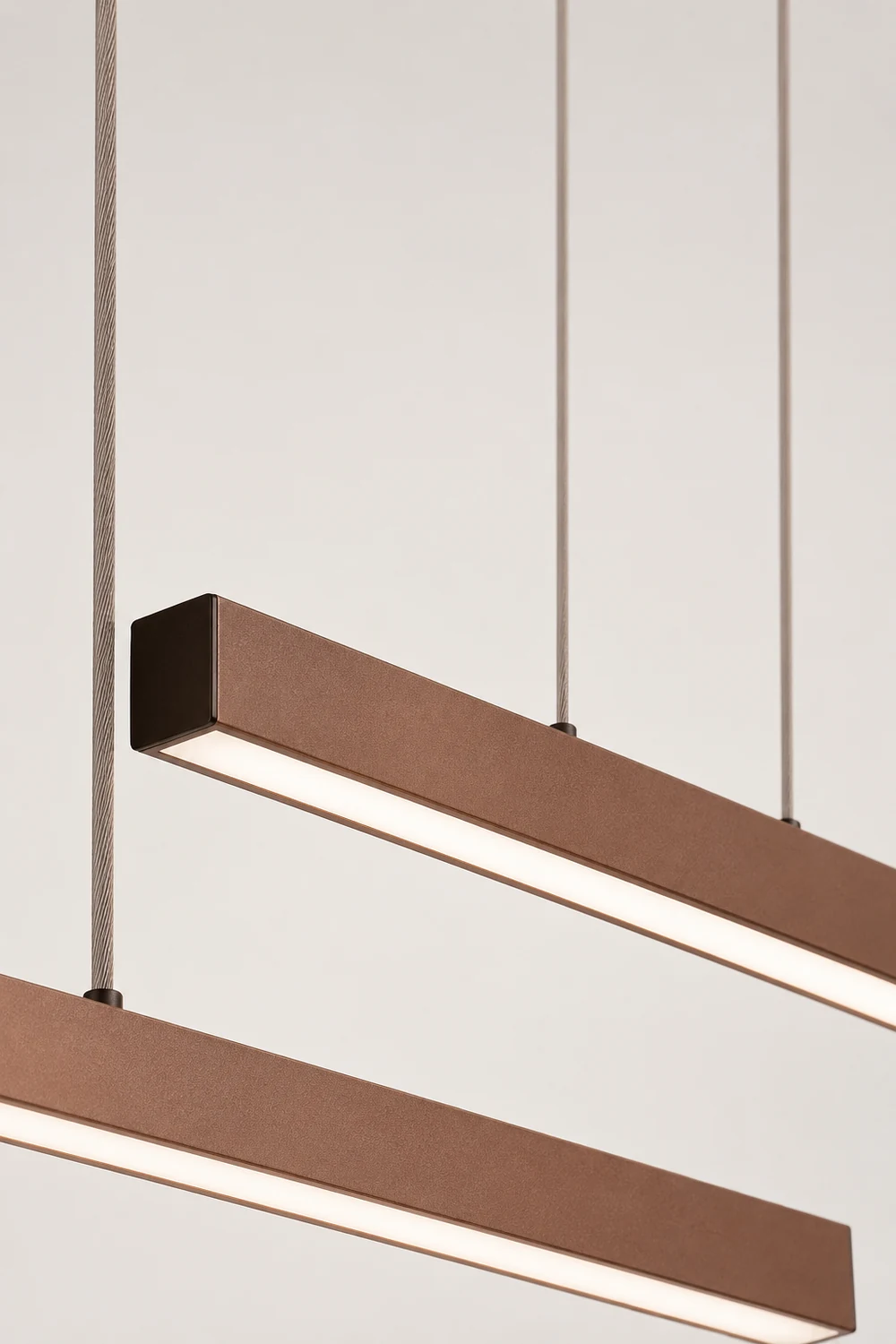 Edge Modern Minimalist Double-Linear Metal Pendant Light, Brown - Lumpaz