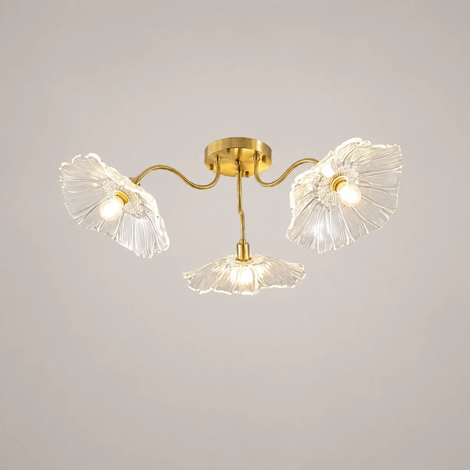 Hailie Modern Flower Ceiling Light  Metal/Glass Clear/Pink Bedroom - Lumpaz