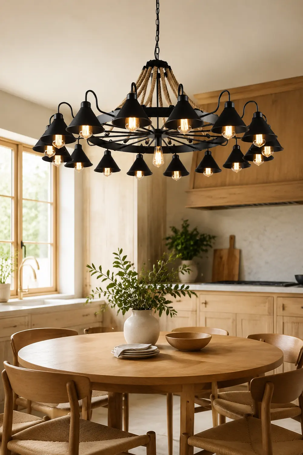 Alessio Vintage Industrial Rope Chandelier Metal Living Room - Lumpaz